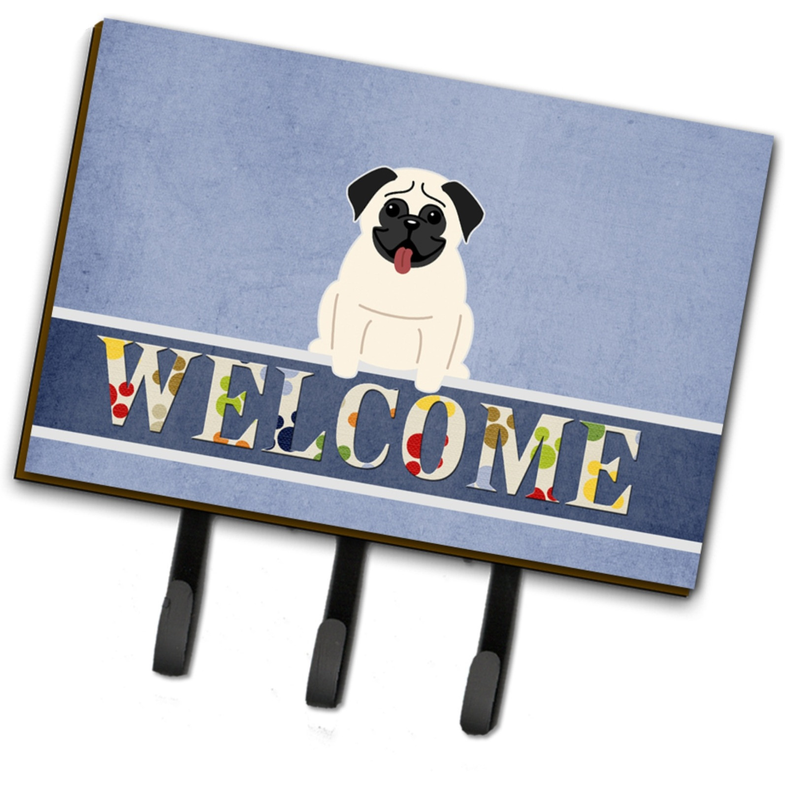 &quotCaroline's Treasures Welcome Pug Cream Wall Hook, Triple"