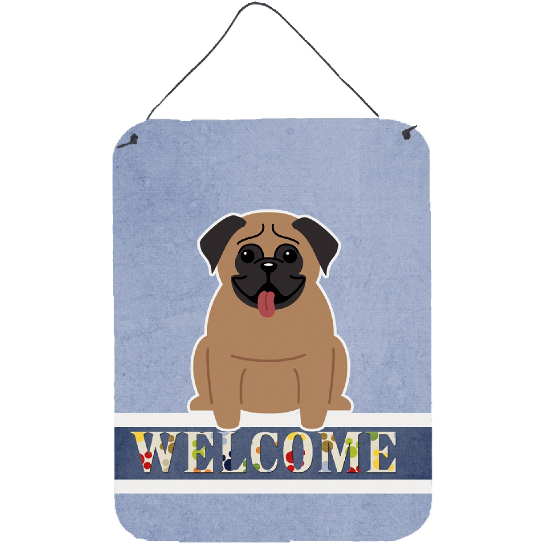 &quotCaroline's Treasures Pug Brown Welcome Metal Print, 16 x 12, Multicolor"