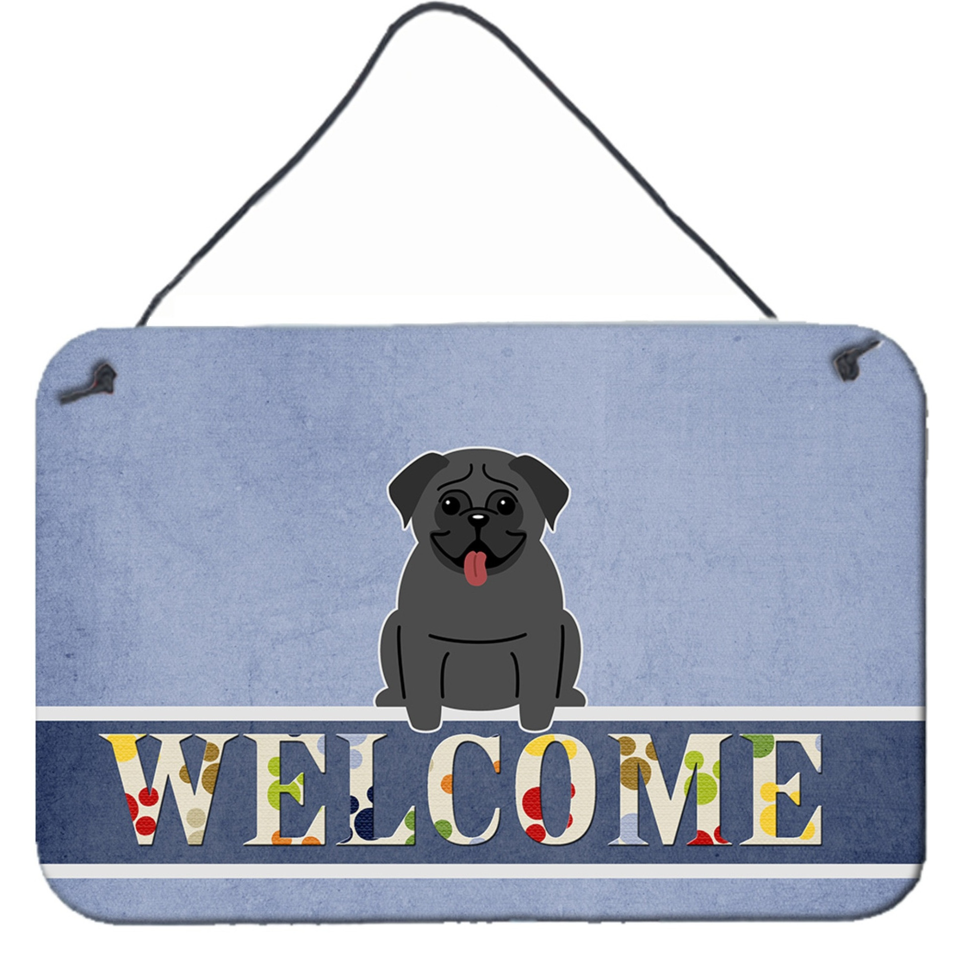 &quotCaroline's Treasures Pug Black Welcome Metal Print, 8 x 12, Multicolor"