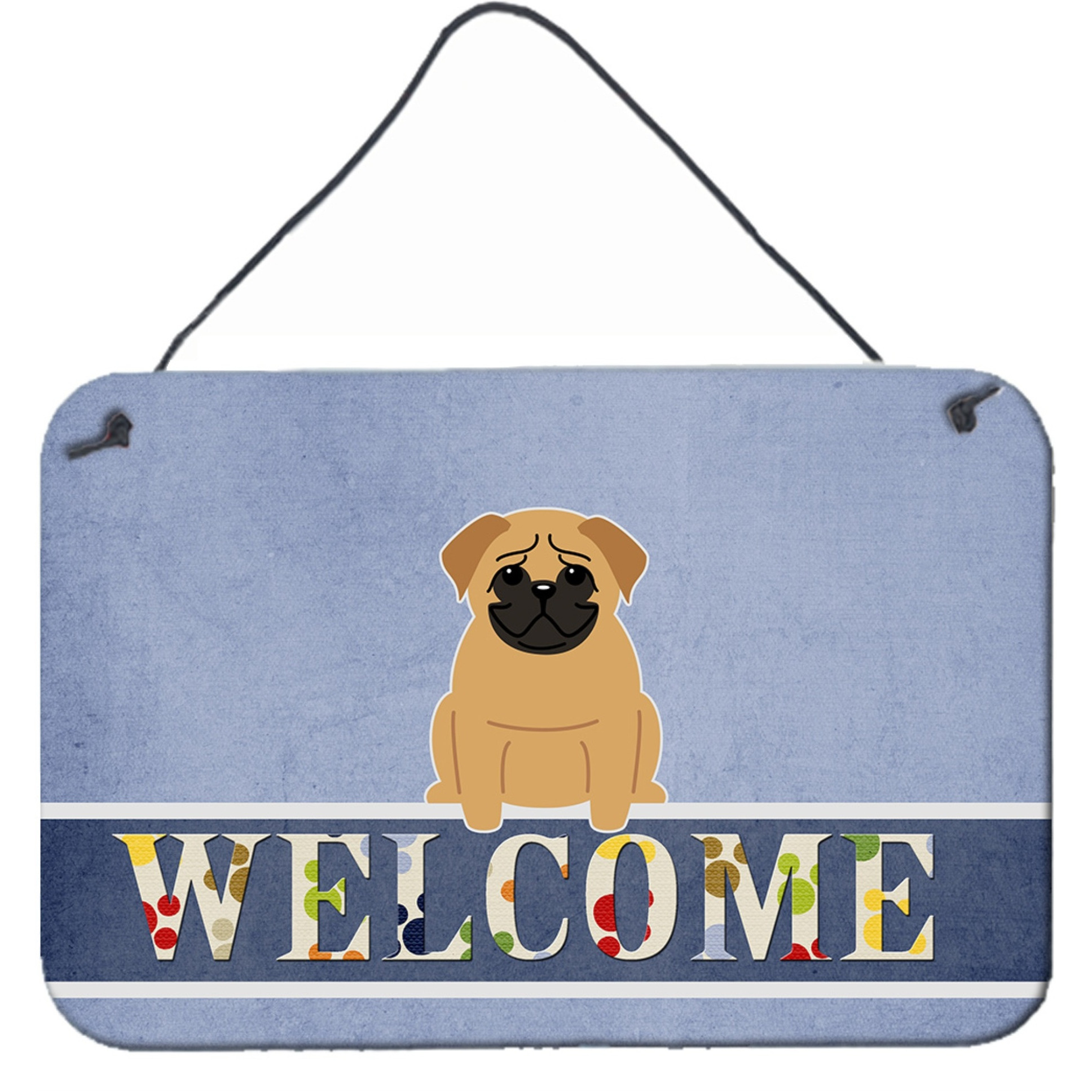 &quotCaroline's Treasures Welcome Pug Brown Metal Print, 8 x 12"