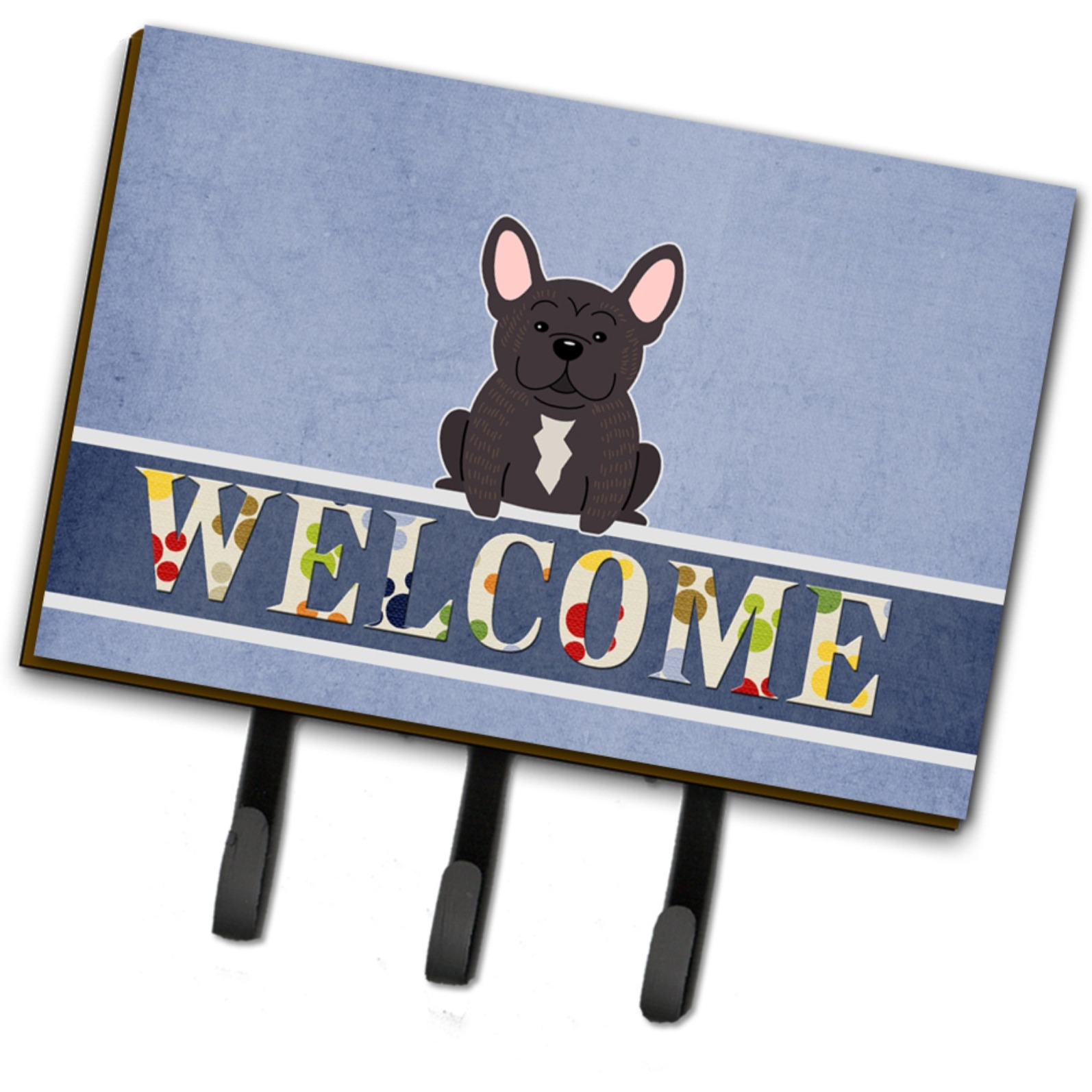 &quotCaroline's Treasures French Bulldog Brindle Welcome Wall Hook, Triple, Multicolor"