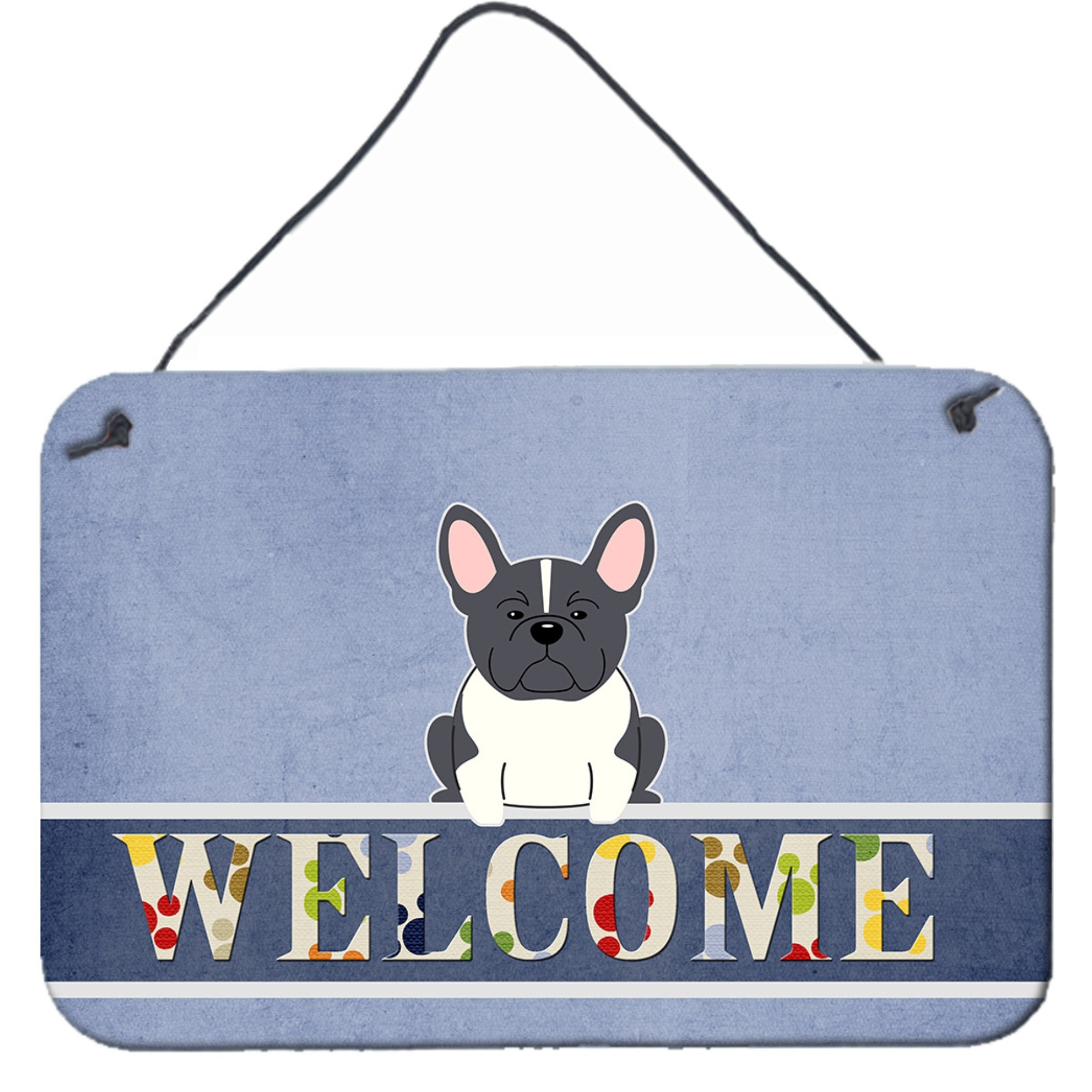 &quotCaroline's Treasures French Bulldog Black White Welcome Metal Print, 8 x 12"
