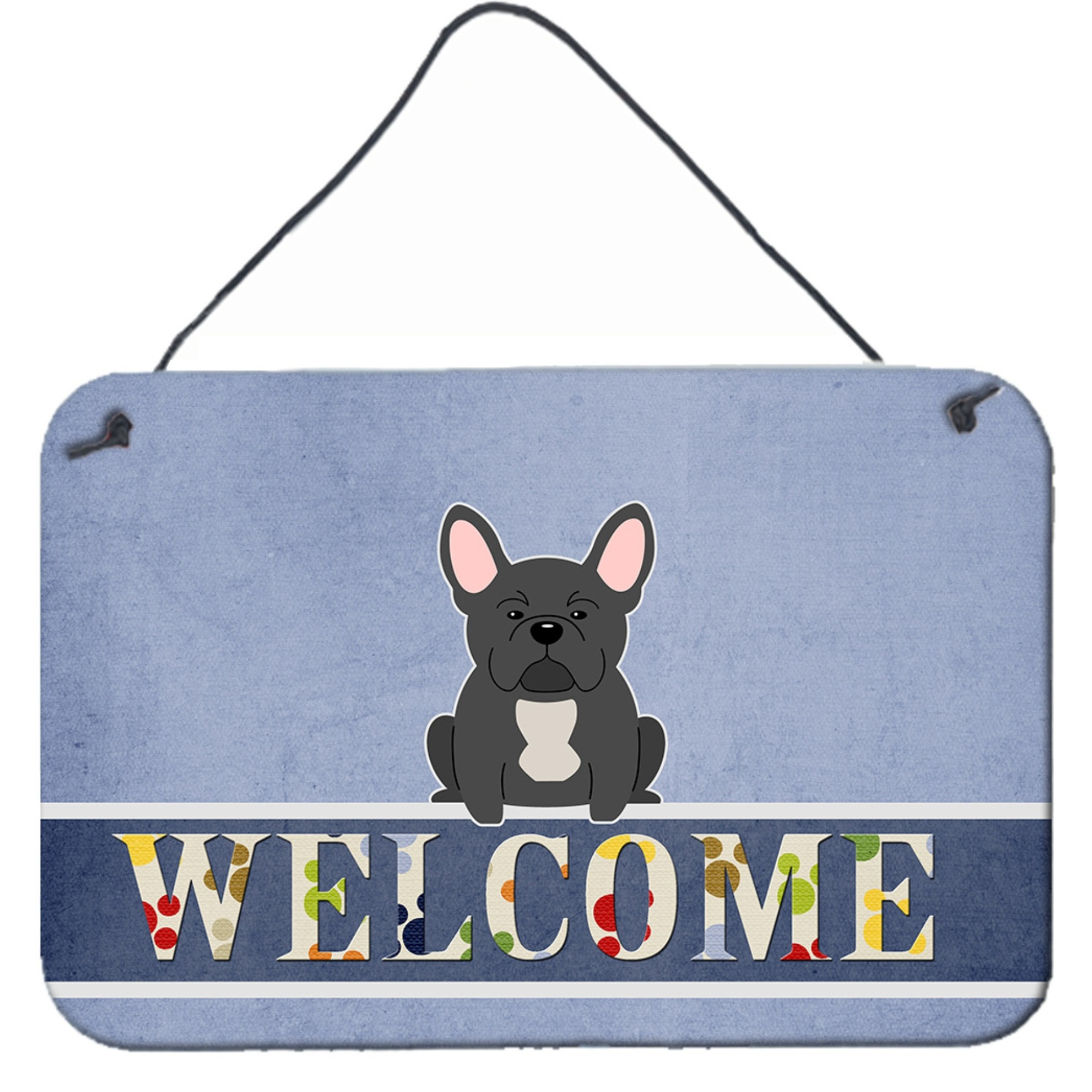 &quotCaroline's Treasures French Bulldog Black Welcome Metal Print, 8 x 12, Multicolor"