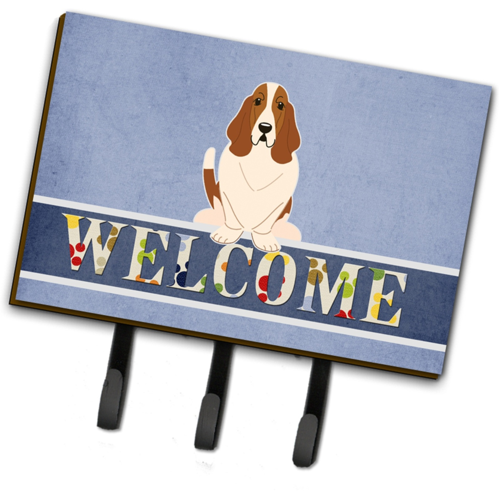 &quotCaroline's Treasures Basset Hound Welcome Wall Hook, Triple, Multicolor"
