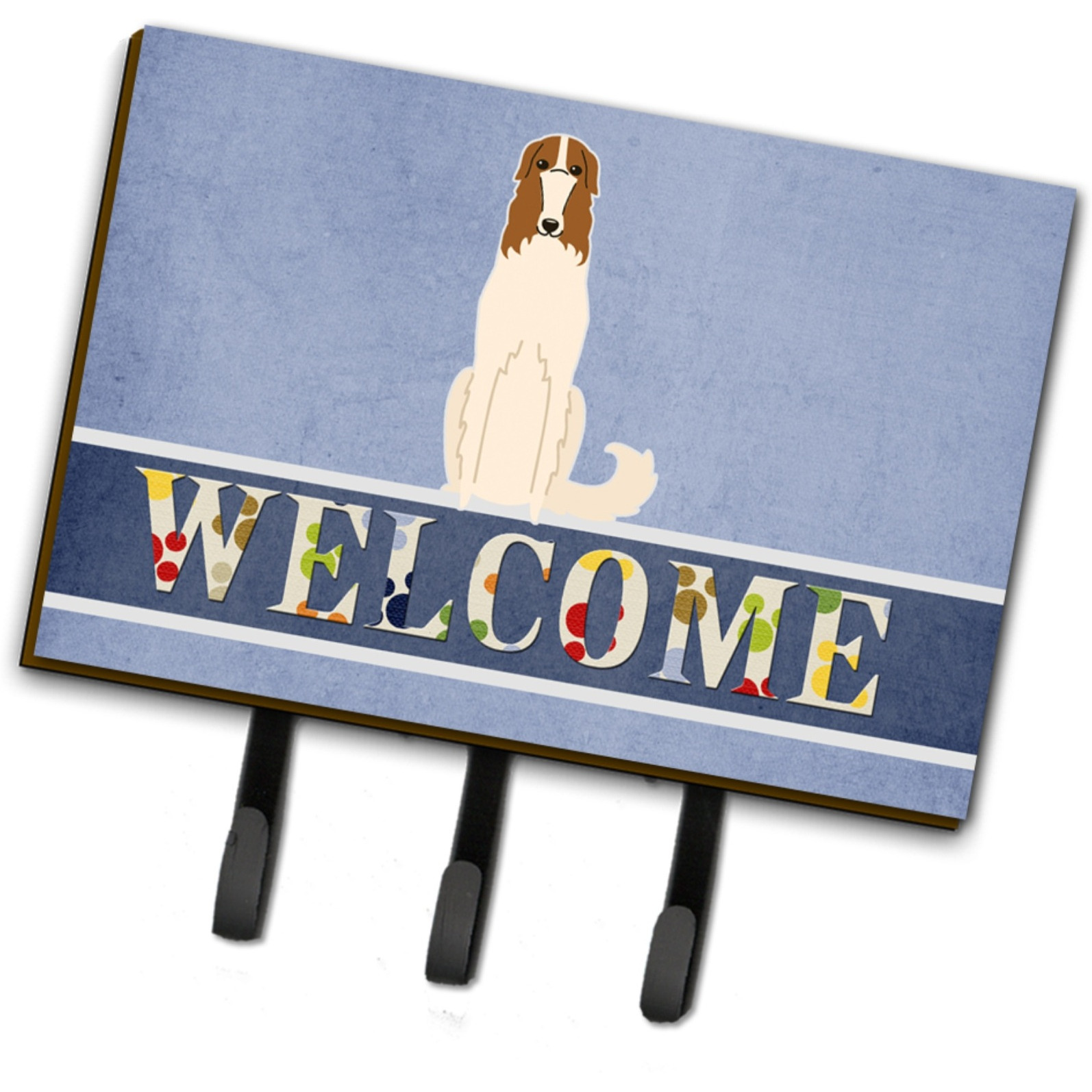 &quotCaroline's Treasures Borzoi Welcome Wall Hook, Triple, Multicolor"
