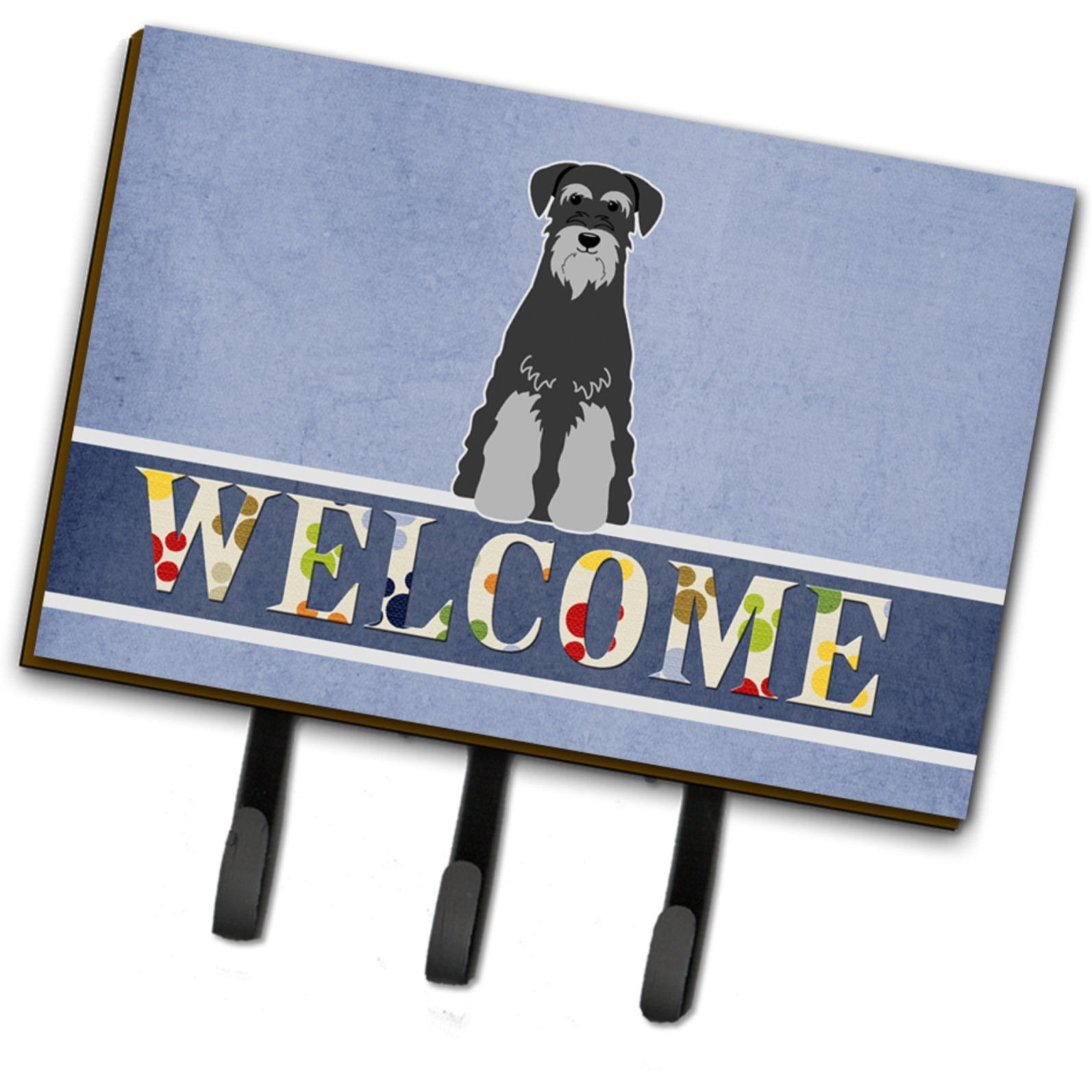 &quotCaroline's Treasures Standard Schnauzer Black Grey Welcome Wall Hook, Triple, Multicolor"