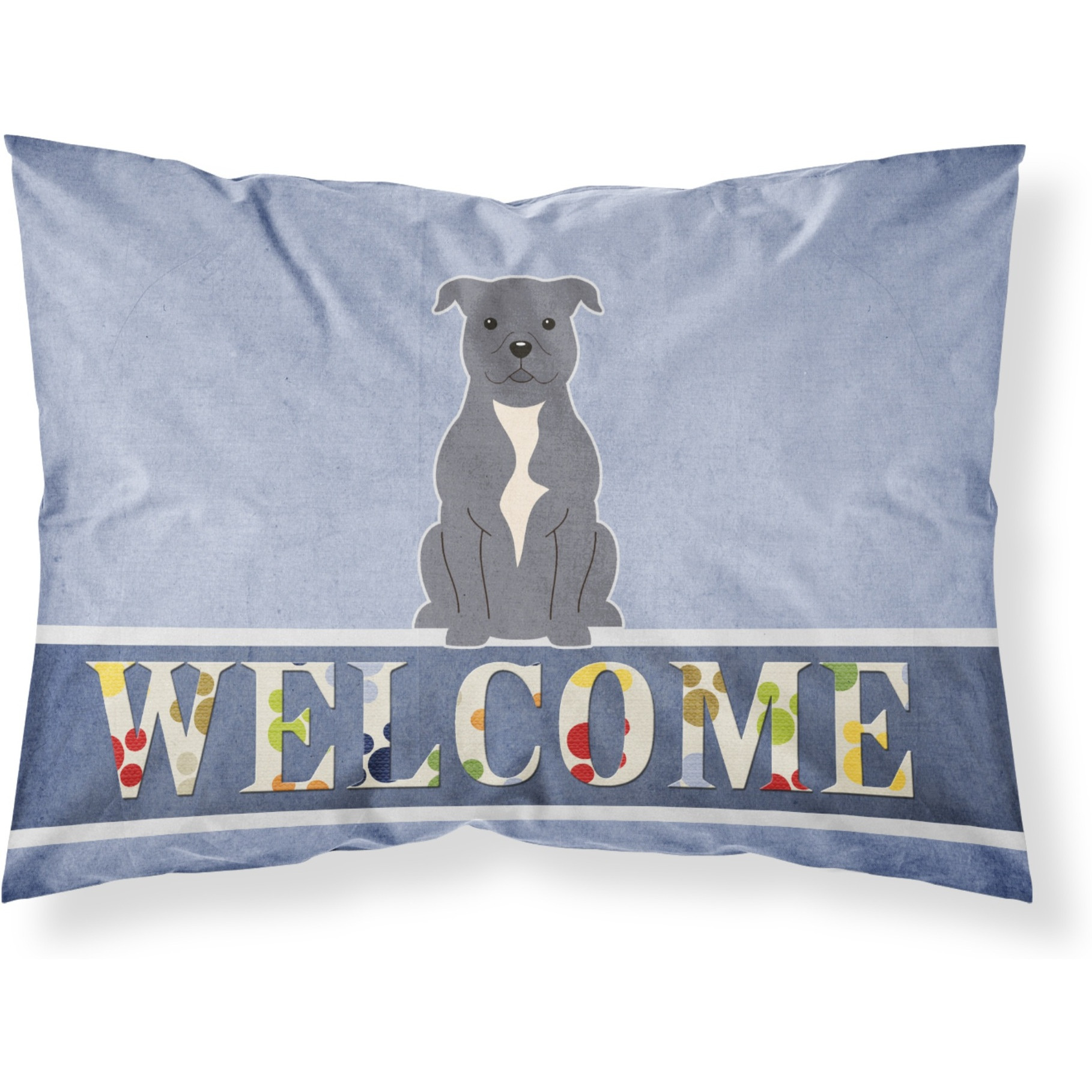 &quotCaroline's Treasures Staffordshire Bull Terrier Blue Pillowcase, Standard, Multicolor"