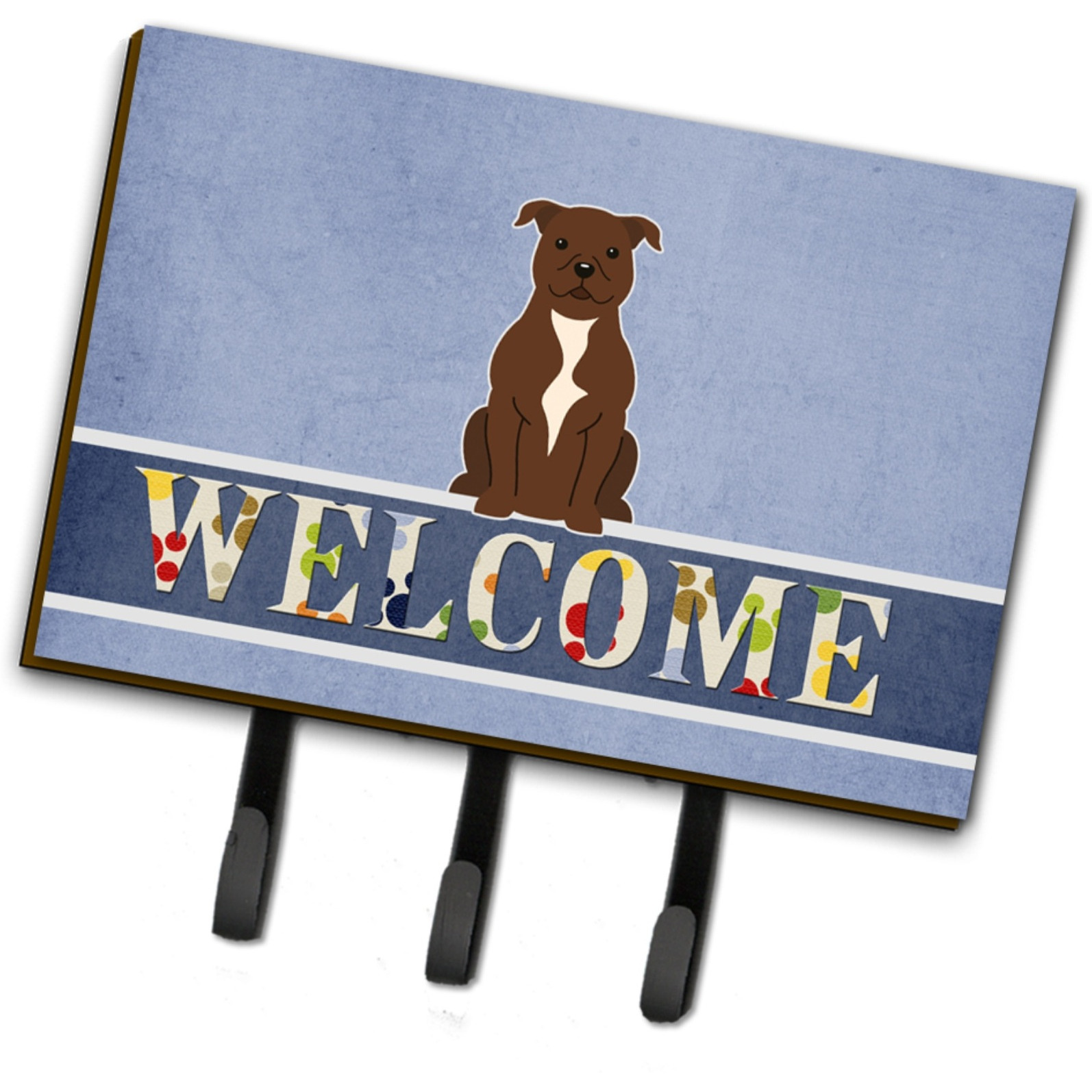 &quotCaroline's Treasures Staffordshire Bull Terrier Chocolate Wall Hook, Triple, Multicolor"