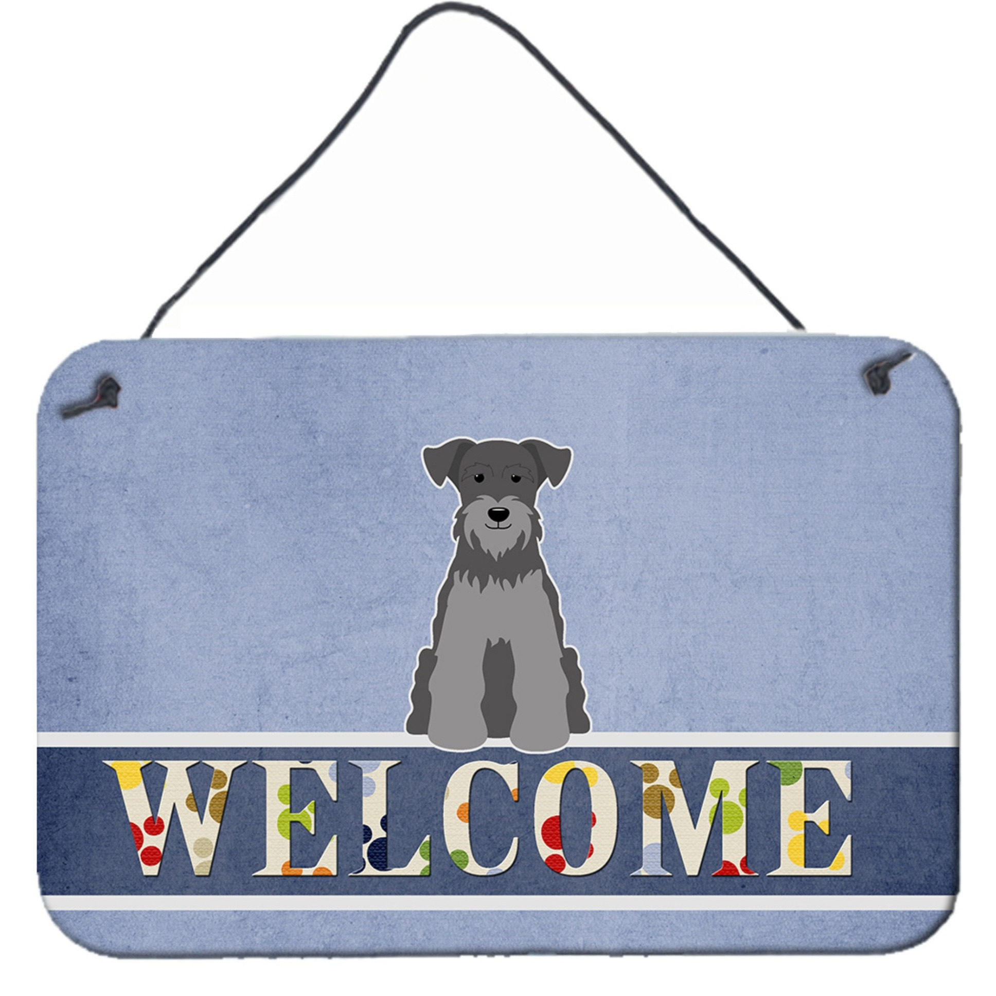 &quotCaroline's Treasures Miniature Schanuzer Black Silver Metal Print, 8 x 12, Welcome"