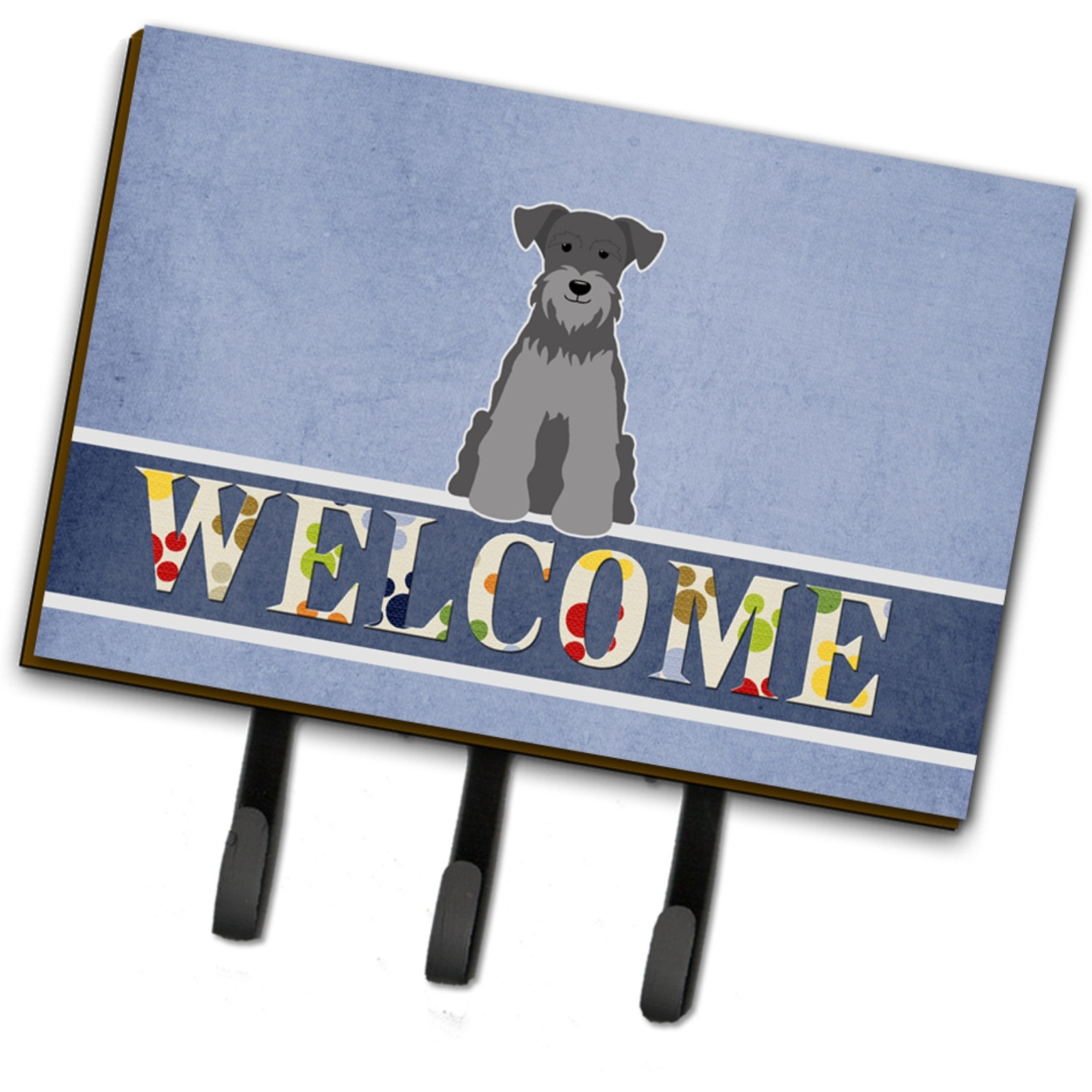 &quotCaroline's Treasures Miniature Schanuzer Black Silver Wall Hook, Triple, Multicolor"