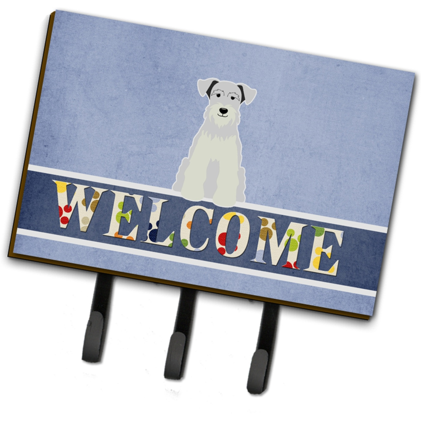 &quotCaroline's Treasures Miniature Schanuzer White Welcome Wall Hook, Triple, Multicolor"
