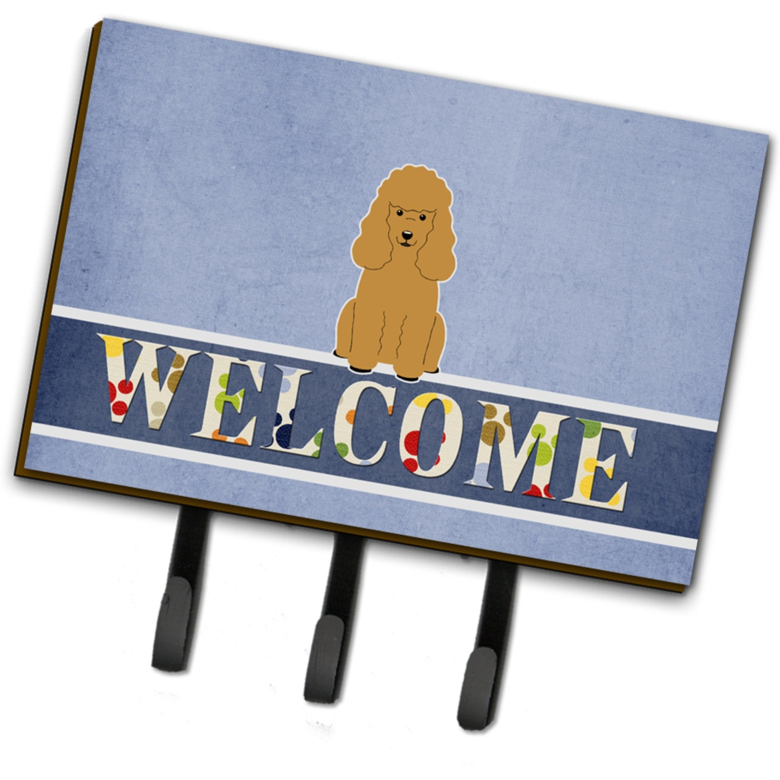 &quotCaroline's Treasures Poodle Tan Welcome Wall Hook, Triple, Multicolor"