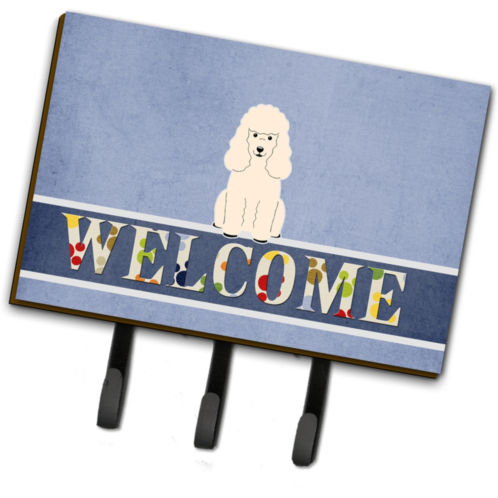 &quotCaroline's Treasures Poodle White Welcome Wall Hook, Triple, Multicolor"