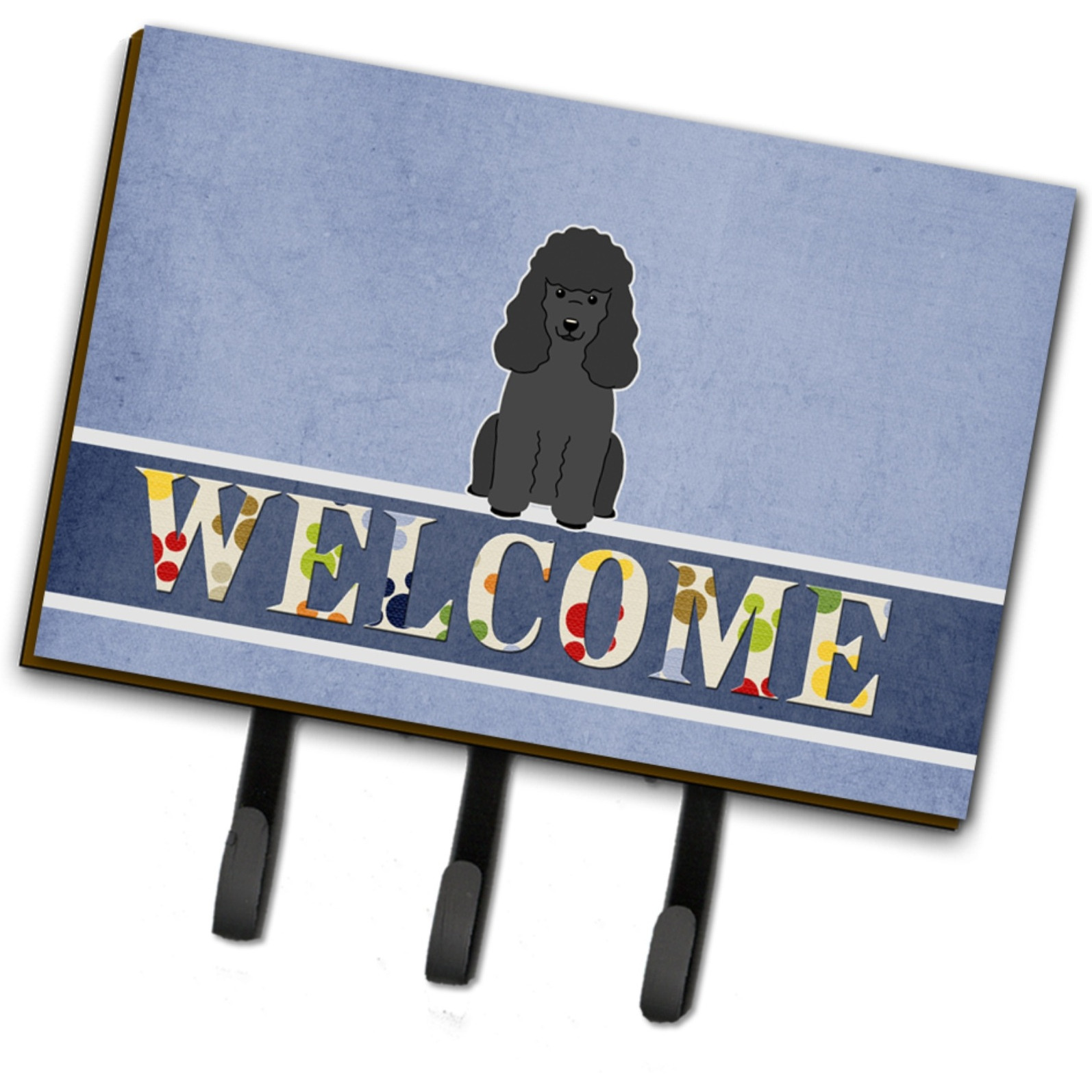 &quotCaroline's Treasures Poodle Black Welcome Wall Hook, Triple, Multicolor"