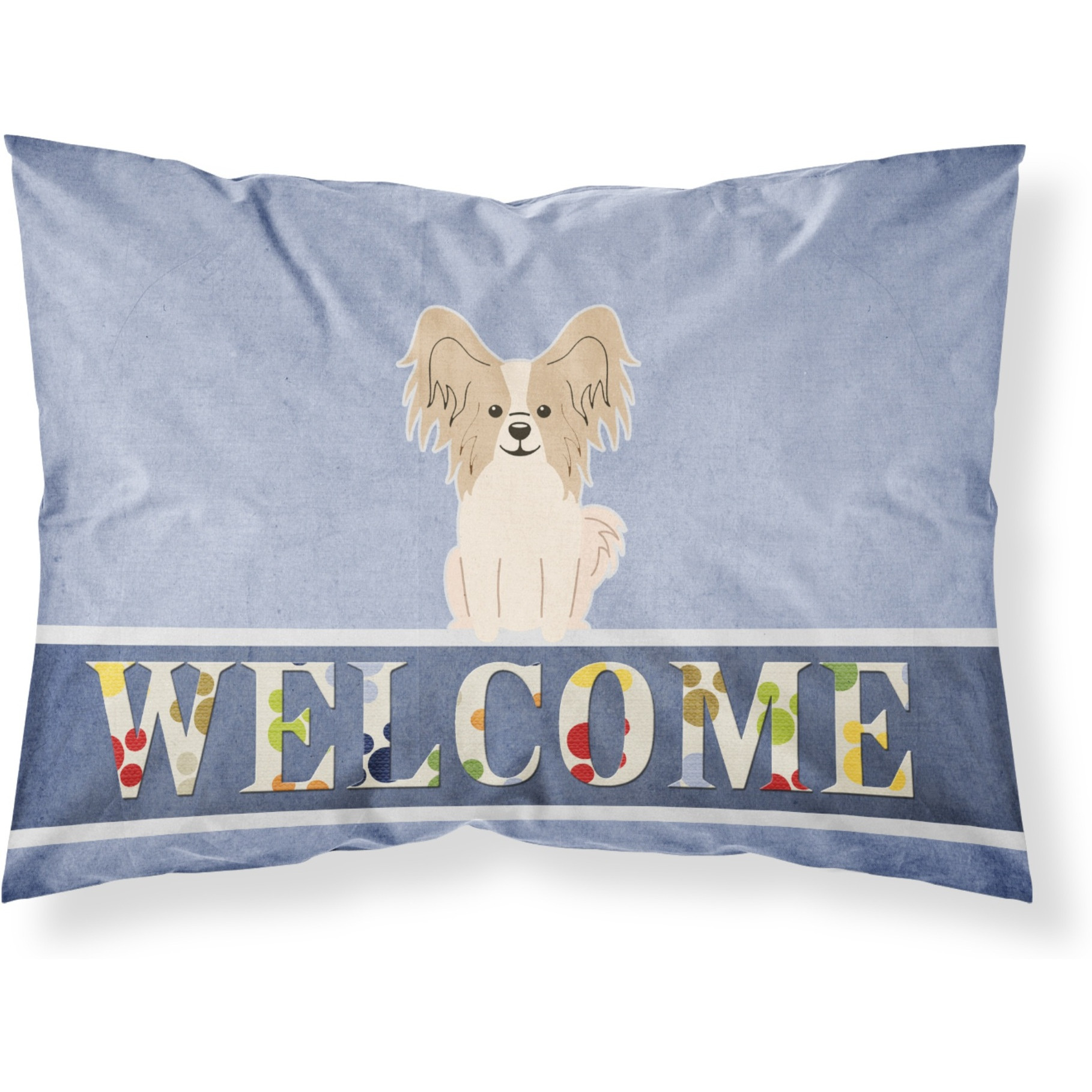 &quotCaroline's Treasures Papillon Sable White Welcome Printed, Polyester, 250 Thread count, Envelope closure Pillowcase, Standard, Multicolor"