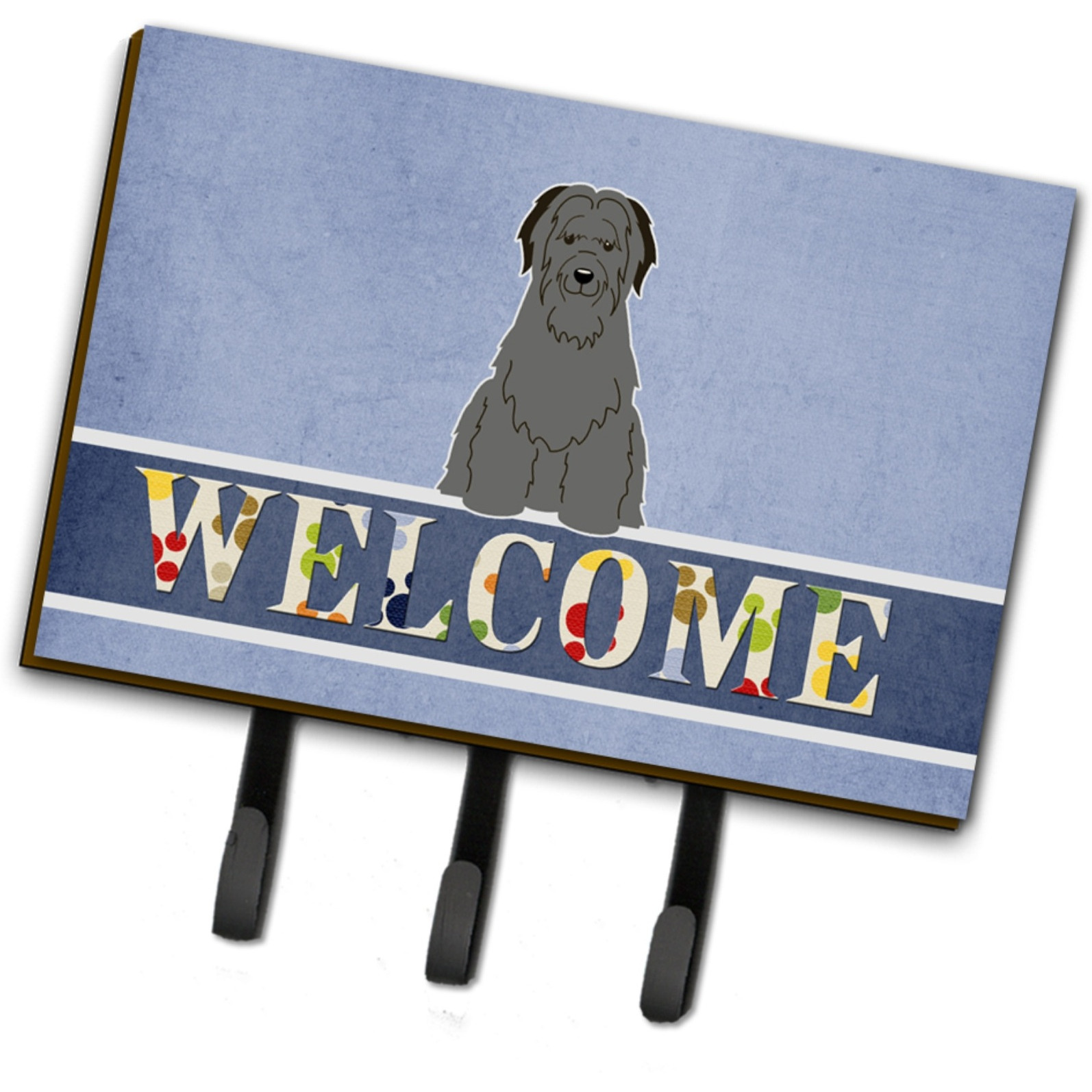 &quotCaroline's Treasures Briard Black Welcome Wall Hook, Triple, Multicolor"
