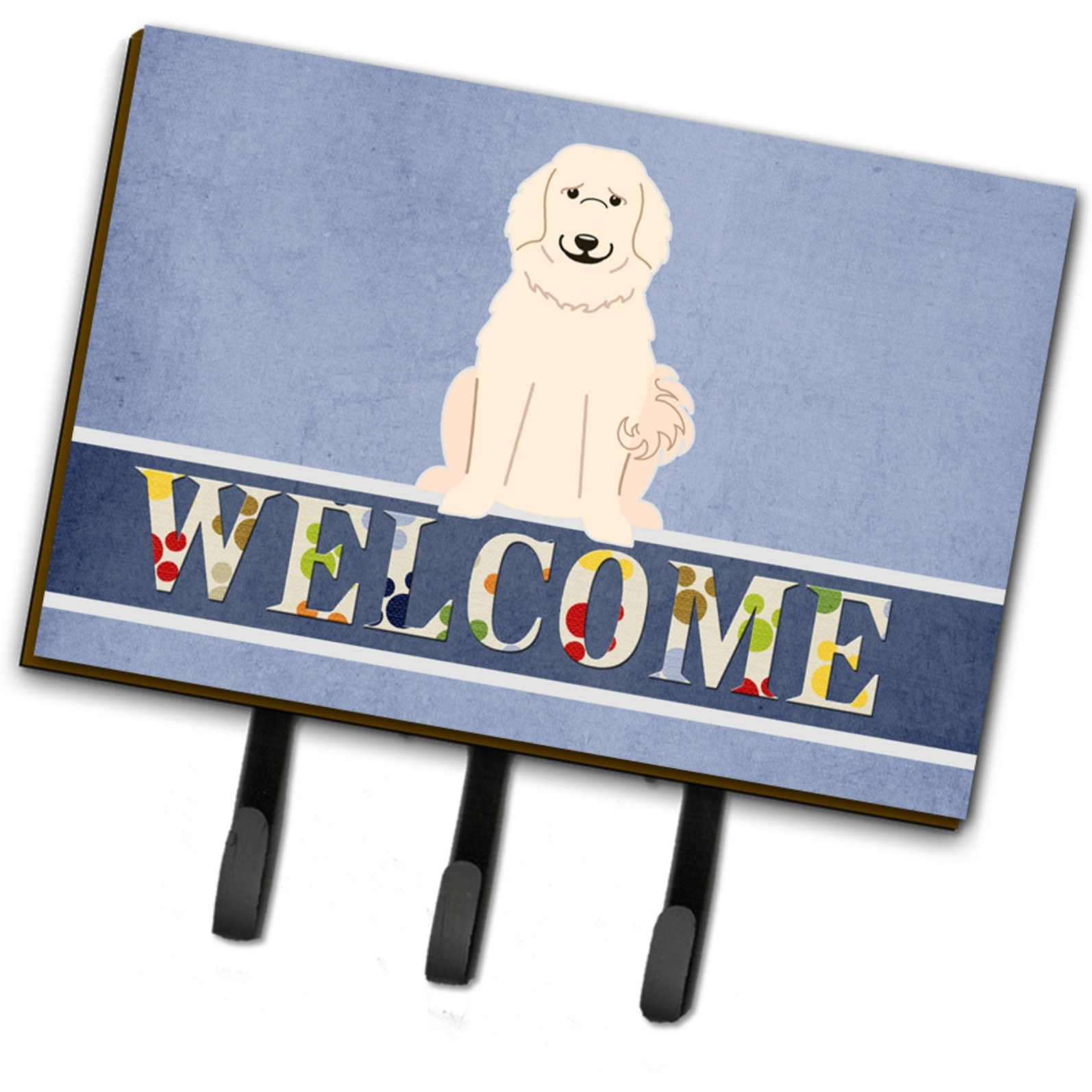 &quotCaroline's Treasures Pyrenese Welcome Wall Hook, Triple, Multicolor"