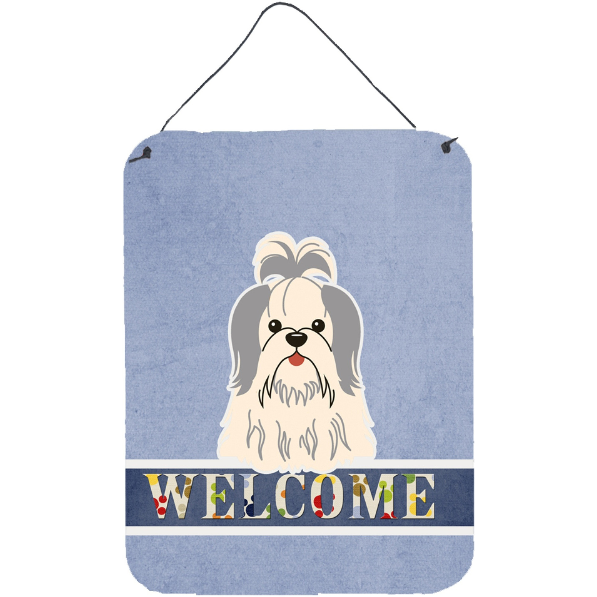 &quotCaroline's Treasures Shih Tzu Silver White Welcome Metal Print, 16 x 12, Multicolor"
