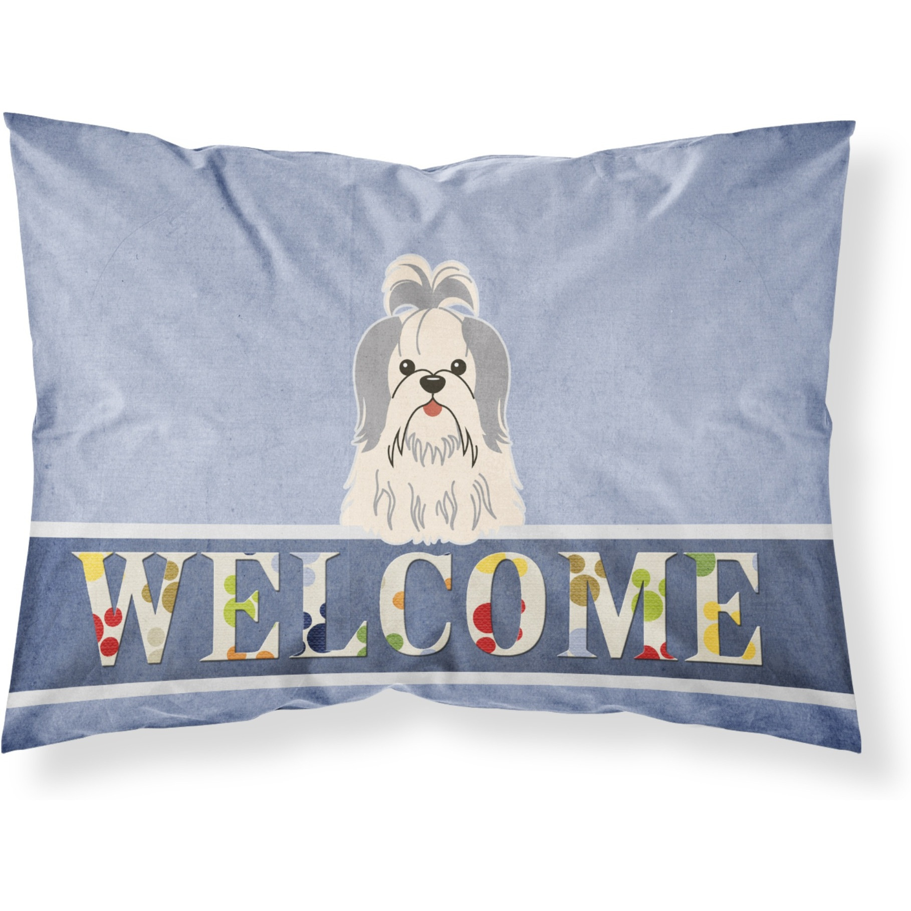 &quotCaroline's Treasures "&quotShih Tzu Silver White Welcome"" Printed, Polyester Envelope Closure pillowcase, Standard, Multicolor"