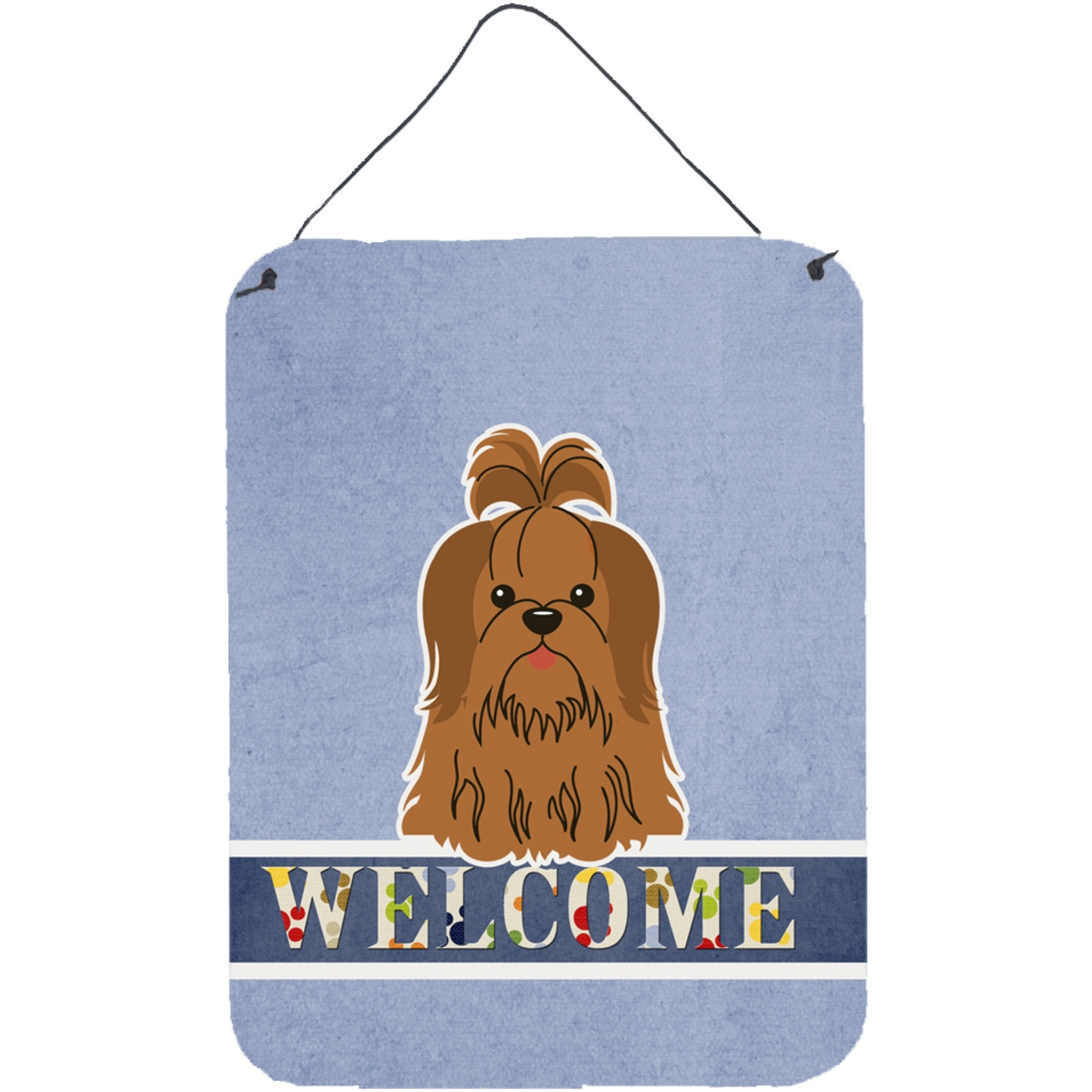 &quotCaroline's Treasures Shih Tzu Silver Chocolate Welcome Metal Print, 16 x 12, Multicolor"