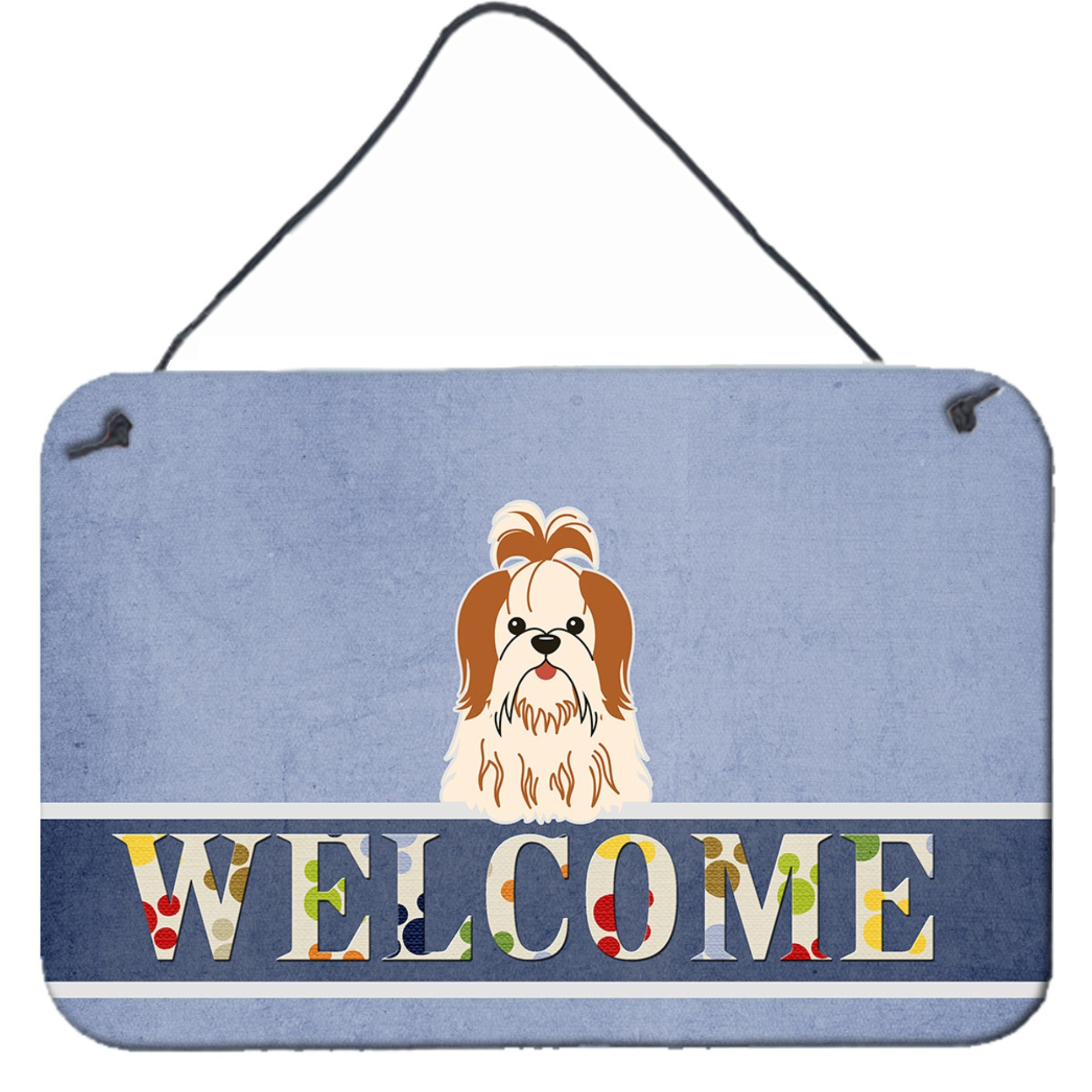 &quotCaroline's Treasures Welcome Shih Tzu Red White Metal Print, 8 x 12"