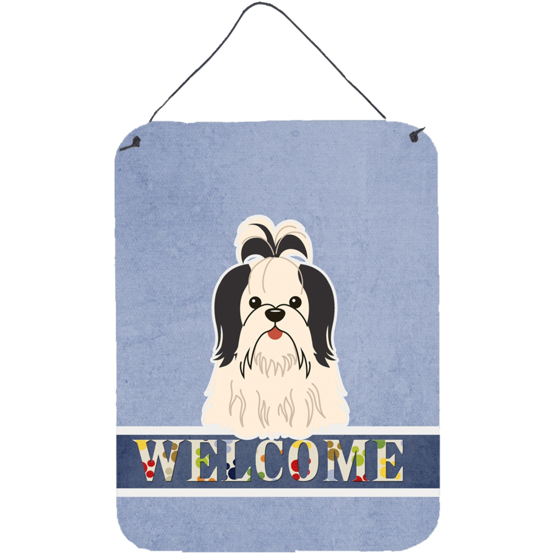&quotCaroline's Treasures Shih Tzu Black White Welcome Metal Print, 16 x 12, Multicolor"