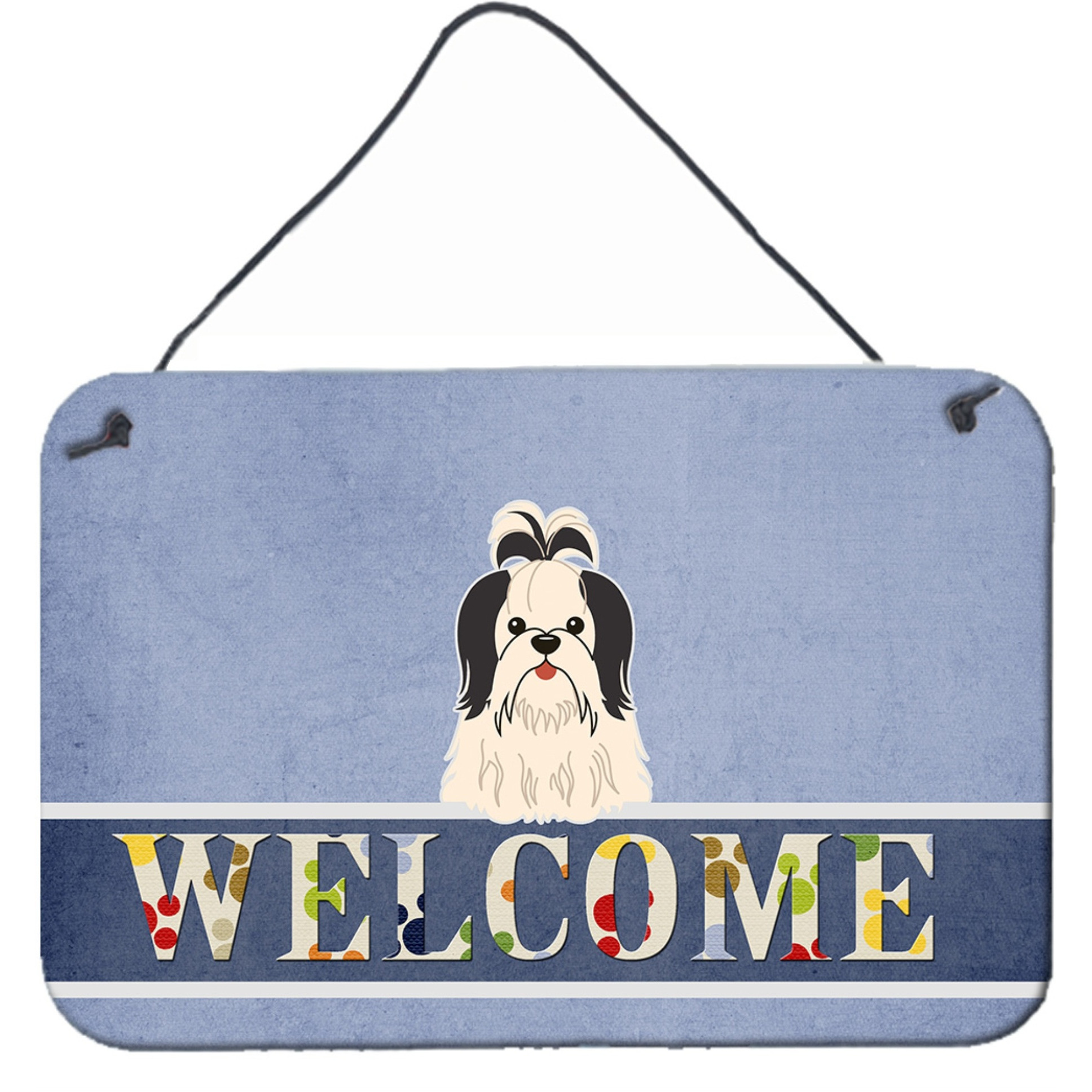 &quotCaroline's Treasures Welcome Shih Tzu Black White Metal Print, 8 x 12"