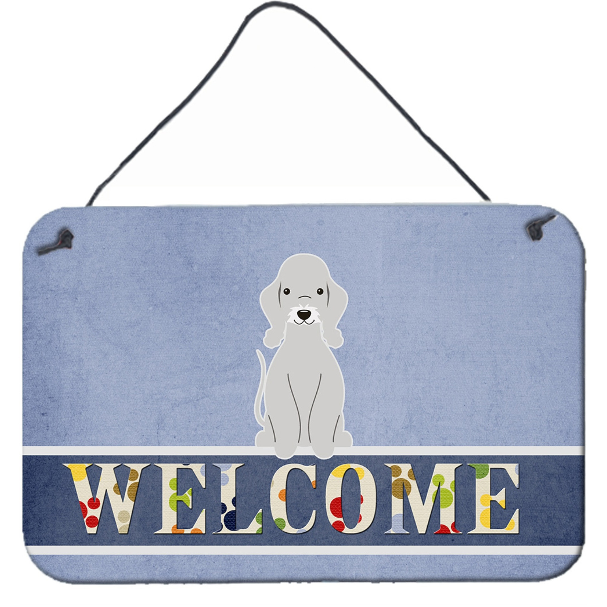 &quotCaroline's Treasures Bedlington Terrier Blue Welcome Metal Print, 8 x 12, Multicolor"