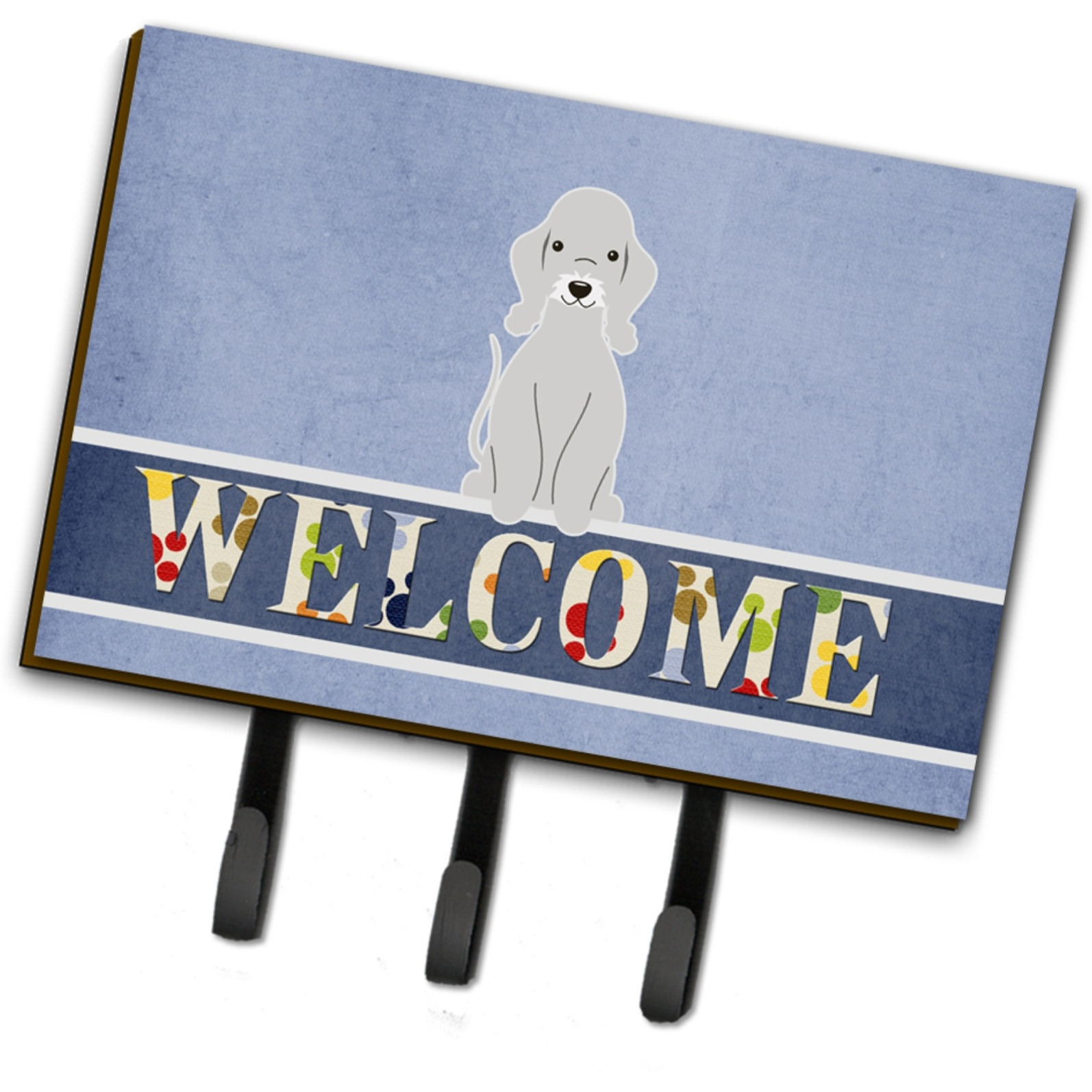 &quotCaroline's Treasures Bedlington Terrier Blue Welcome Wall Hook, Triple, Multicolor"