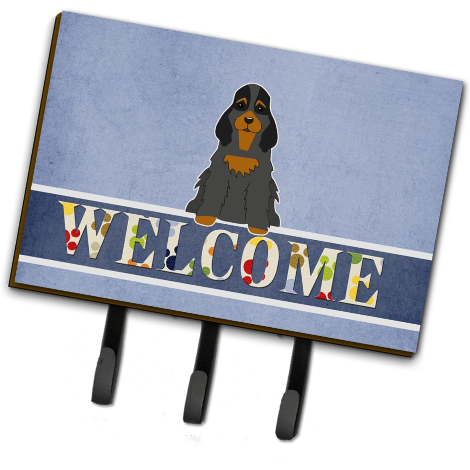 &quotCaroline's Treasures Cocker Spaniel Black Tan Welcome Wall Hook, Triple, Multicolor"