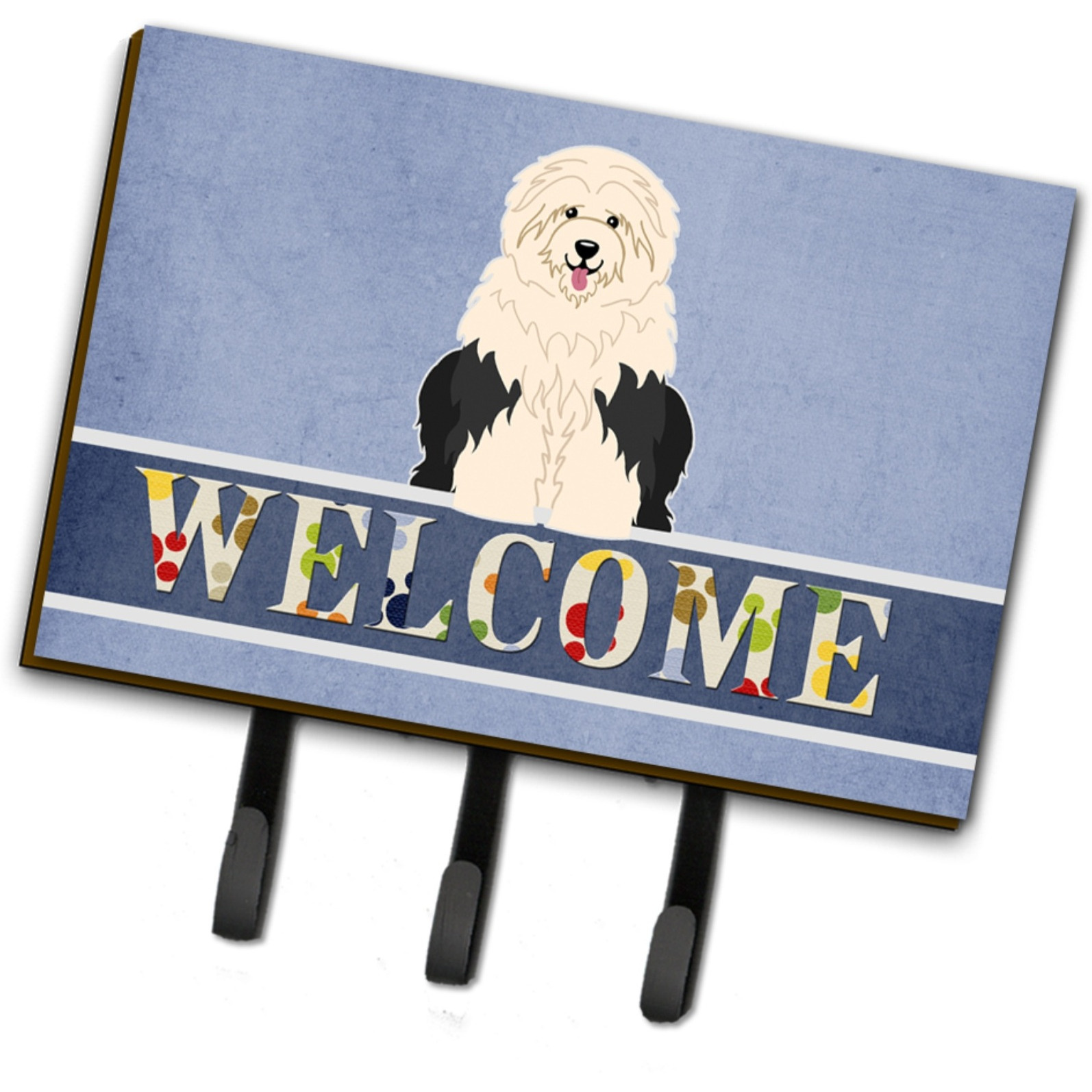 &quotCaroline's Treasures Old English Sheepdog Welcome Wall Hook, Triple, Multicolor"