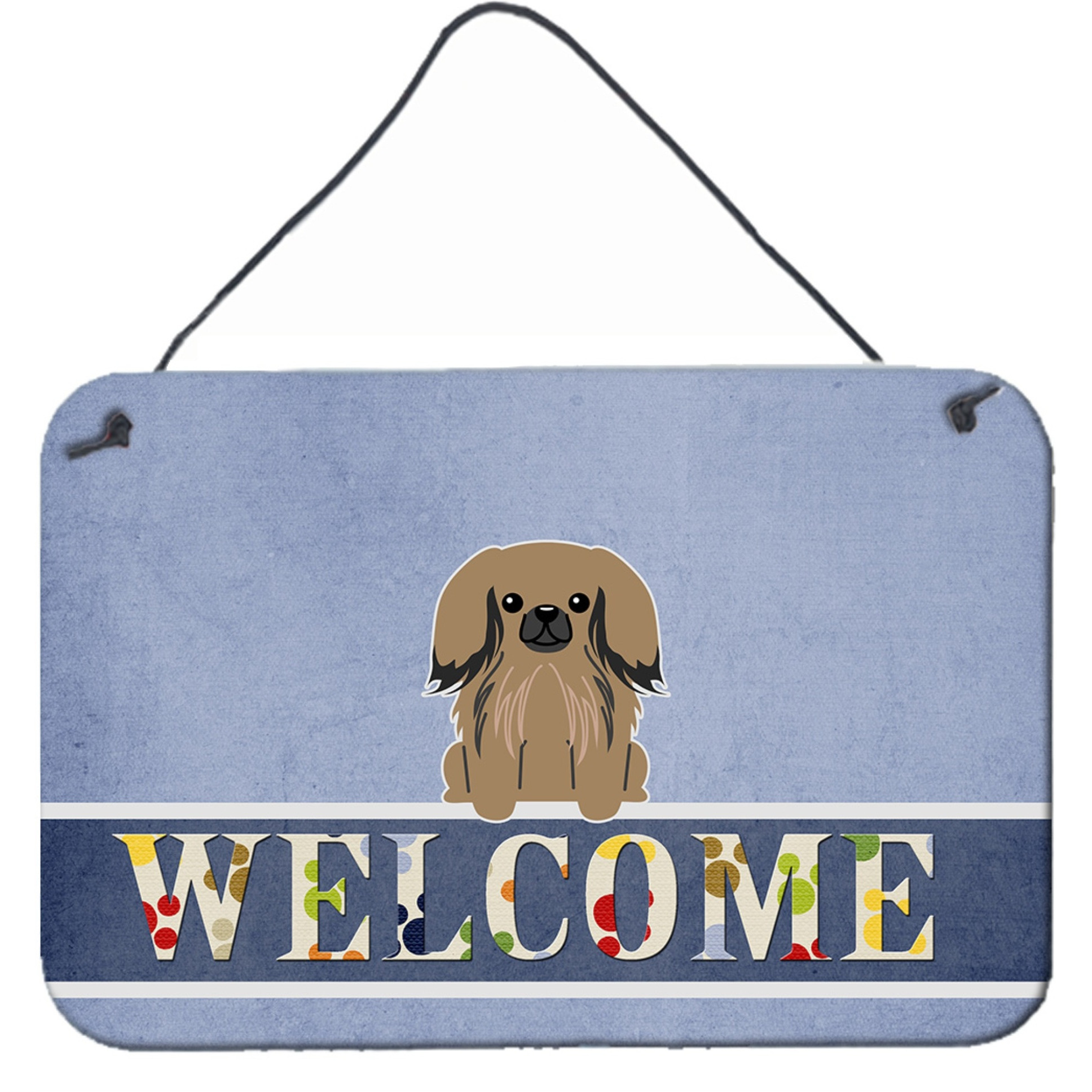 &quotCaroline's Treasures Welcome Pekingnese Tan Metal Print, 8 x 12"