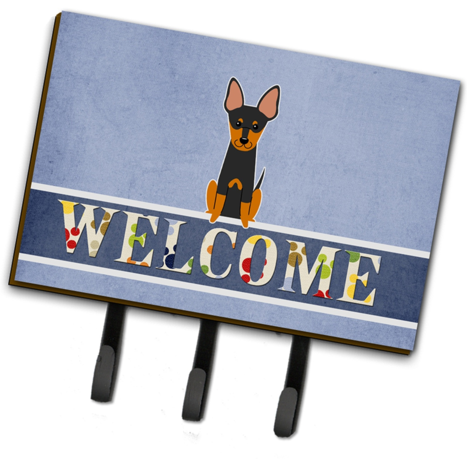 &quotCaroline's Treasures English Toy Terrier Welcome Wall Hook, Triple, Multicolor"