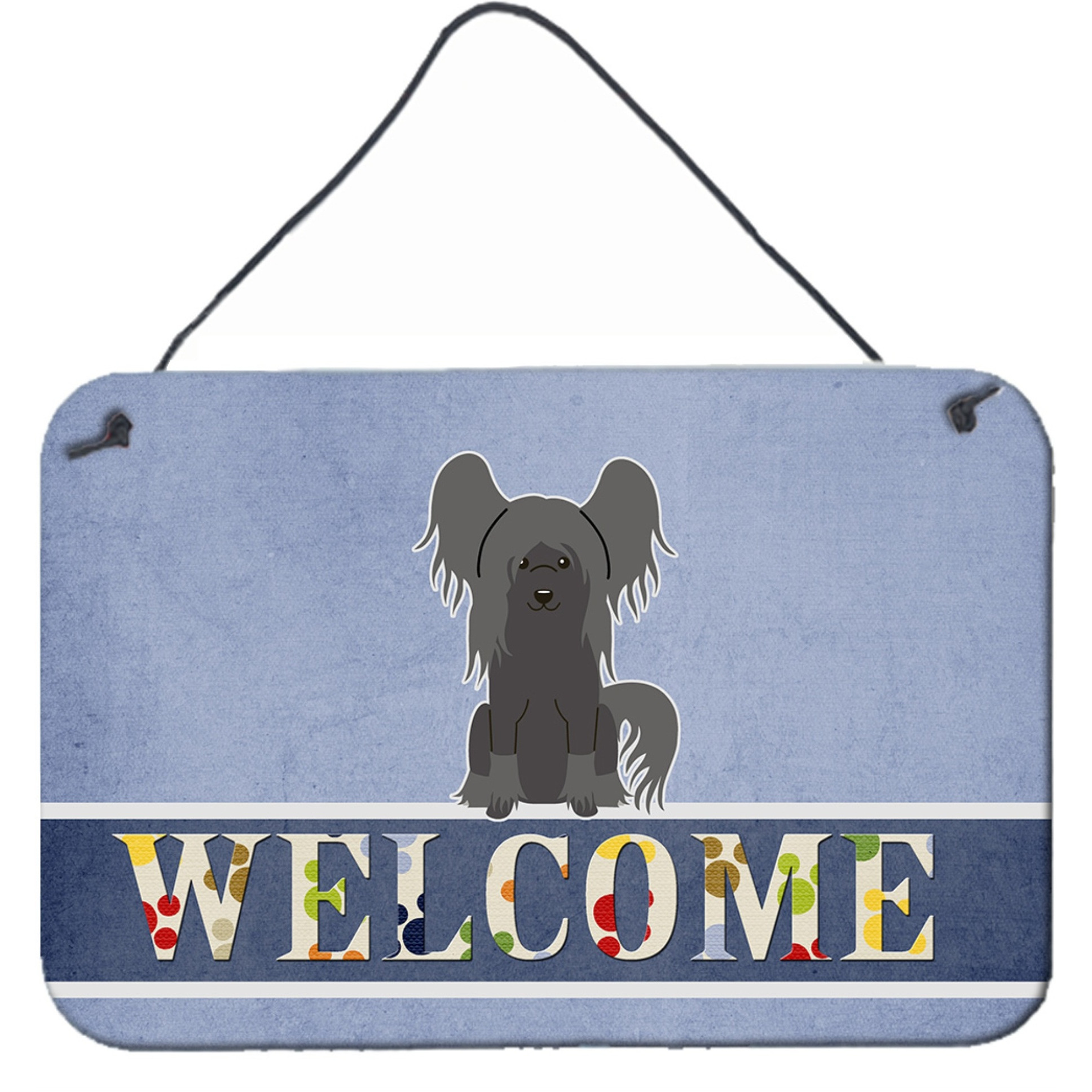 &quotCaroline's Treasures Chinese Crested Black Welcome Metal Print, 8 x 12, Multicolor"