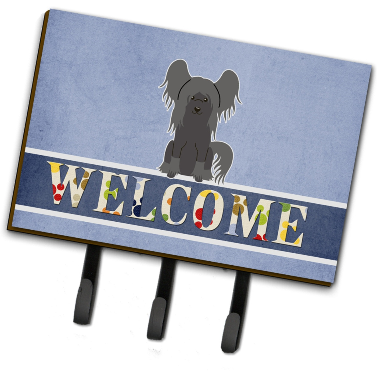 &quotCaroline's Treasures Welcome Chinese Crested Black Wall Hook, Triple"