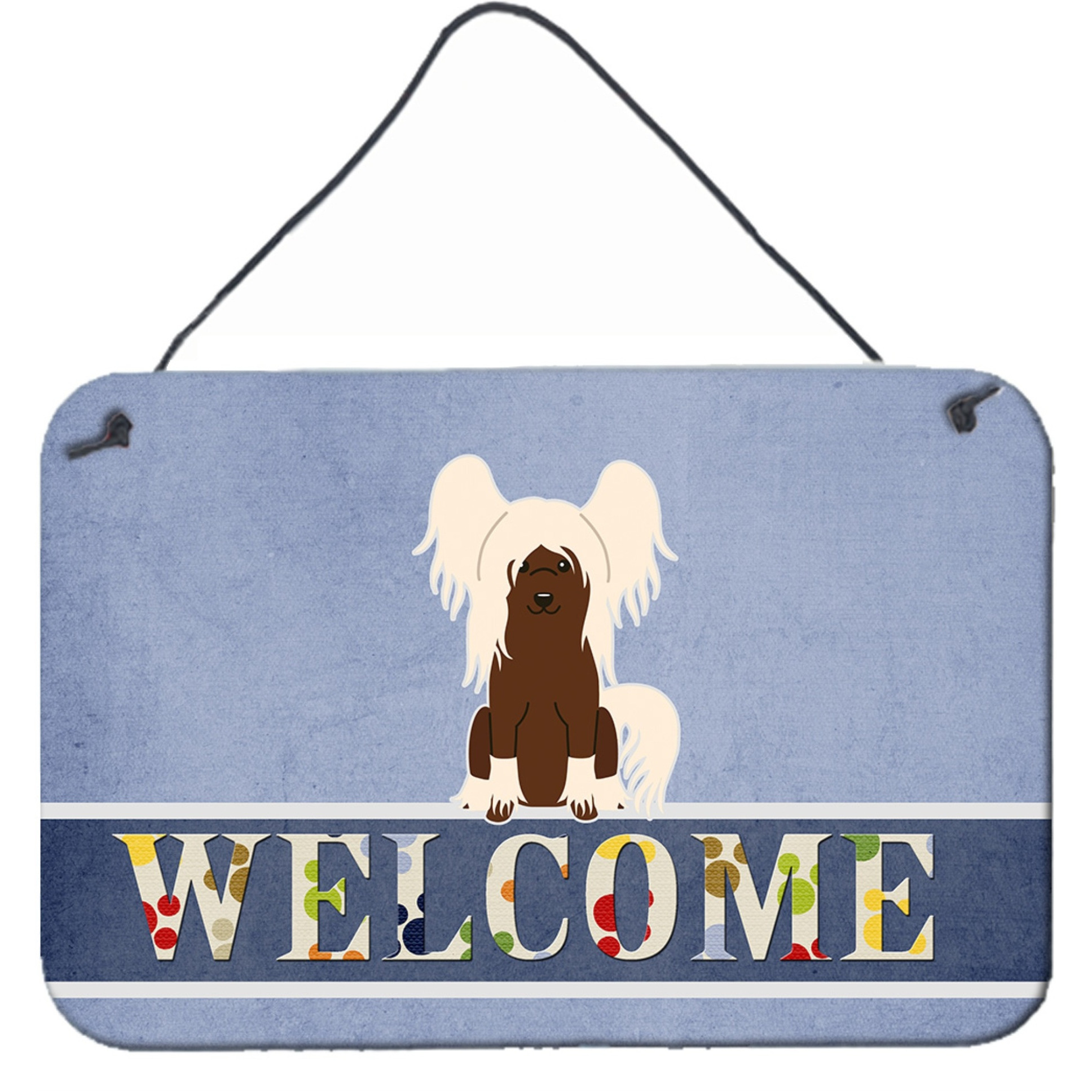 &quotCaroline's Treasures Chinese Crested Cream Welcome Metal Print, 8 x 12, Multicolor"