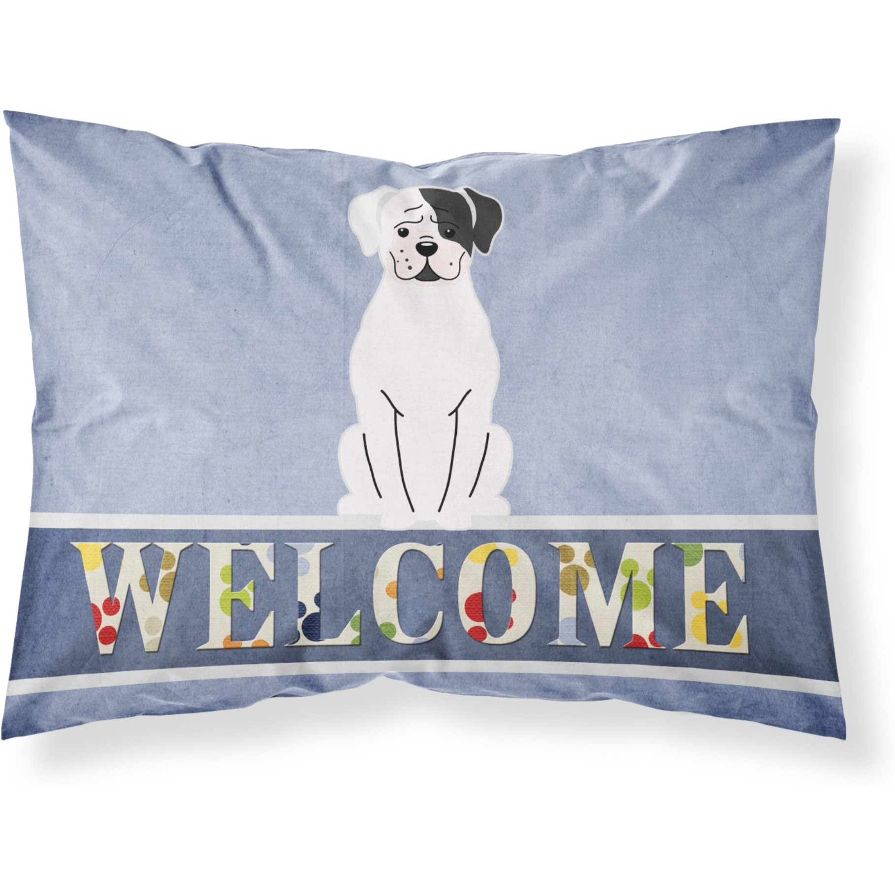 &quotCaroline's Treasures White Boxer Cooper Welcome Printed, Polyester, 250 Thread count, Envelope closure Pillowcase, Standard, Multicolor"