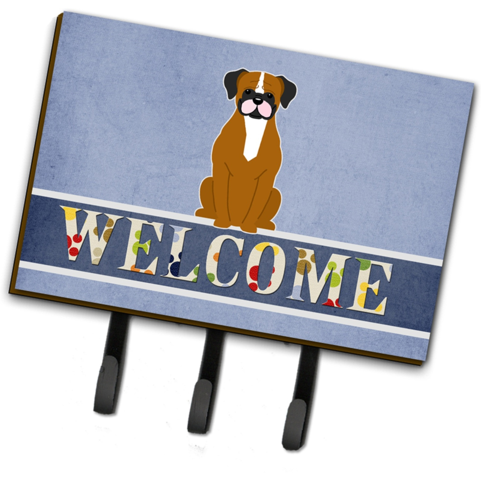 &quotCaroline's Treasures Flashy Fawn Boxer Welcome Wall Hook, Triple, Multicolor"