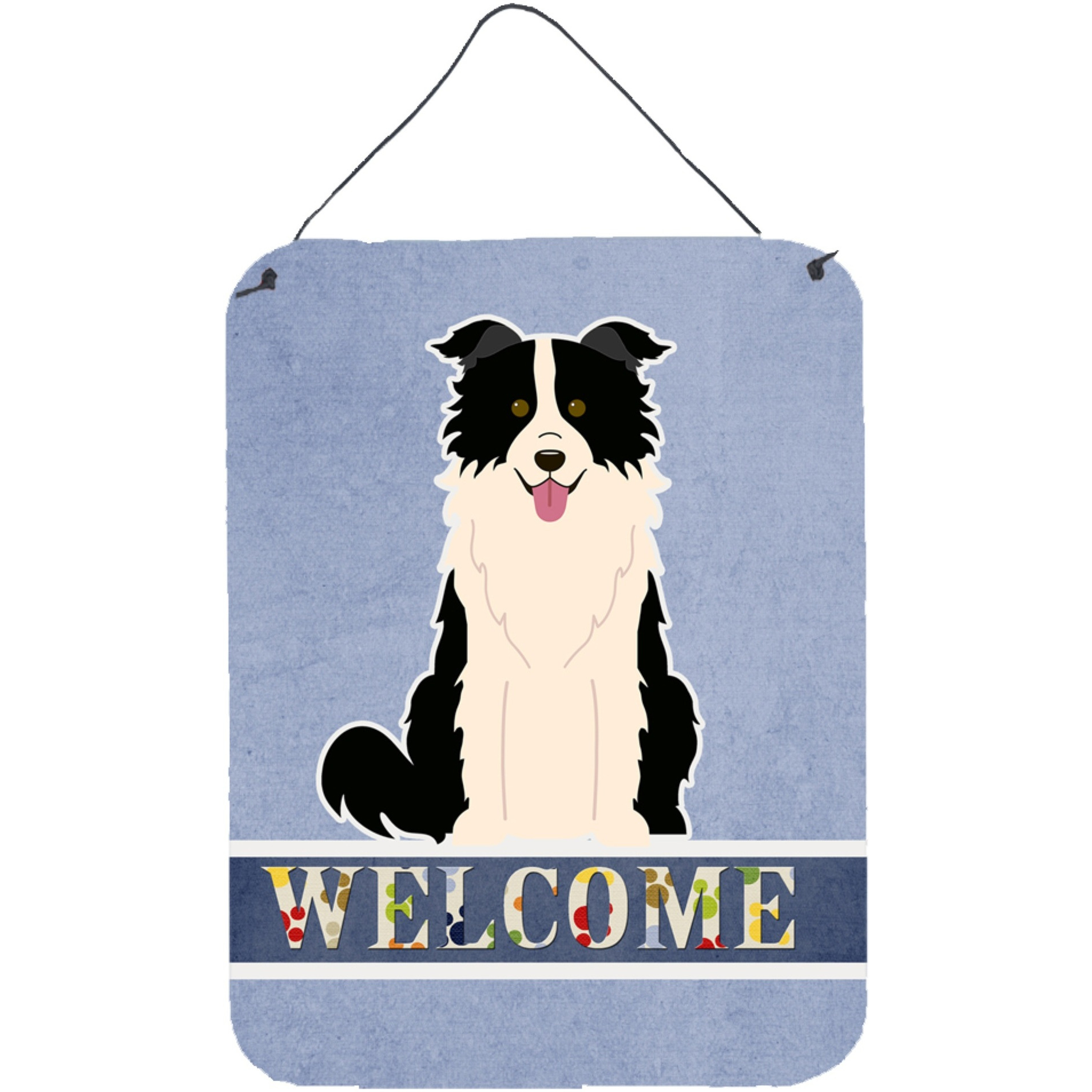 &quotCaroline's Treasures Border Collie Black White Welcome Metal Print, 16 x 12, Multicolor"