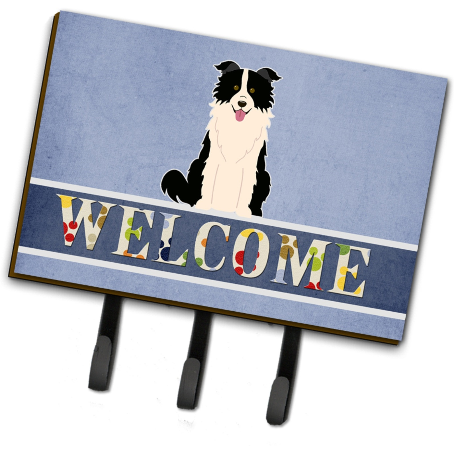 &quotCaroline's Treasures Border Collie Black White Welcome Wall Hook, Triple"