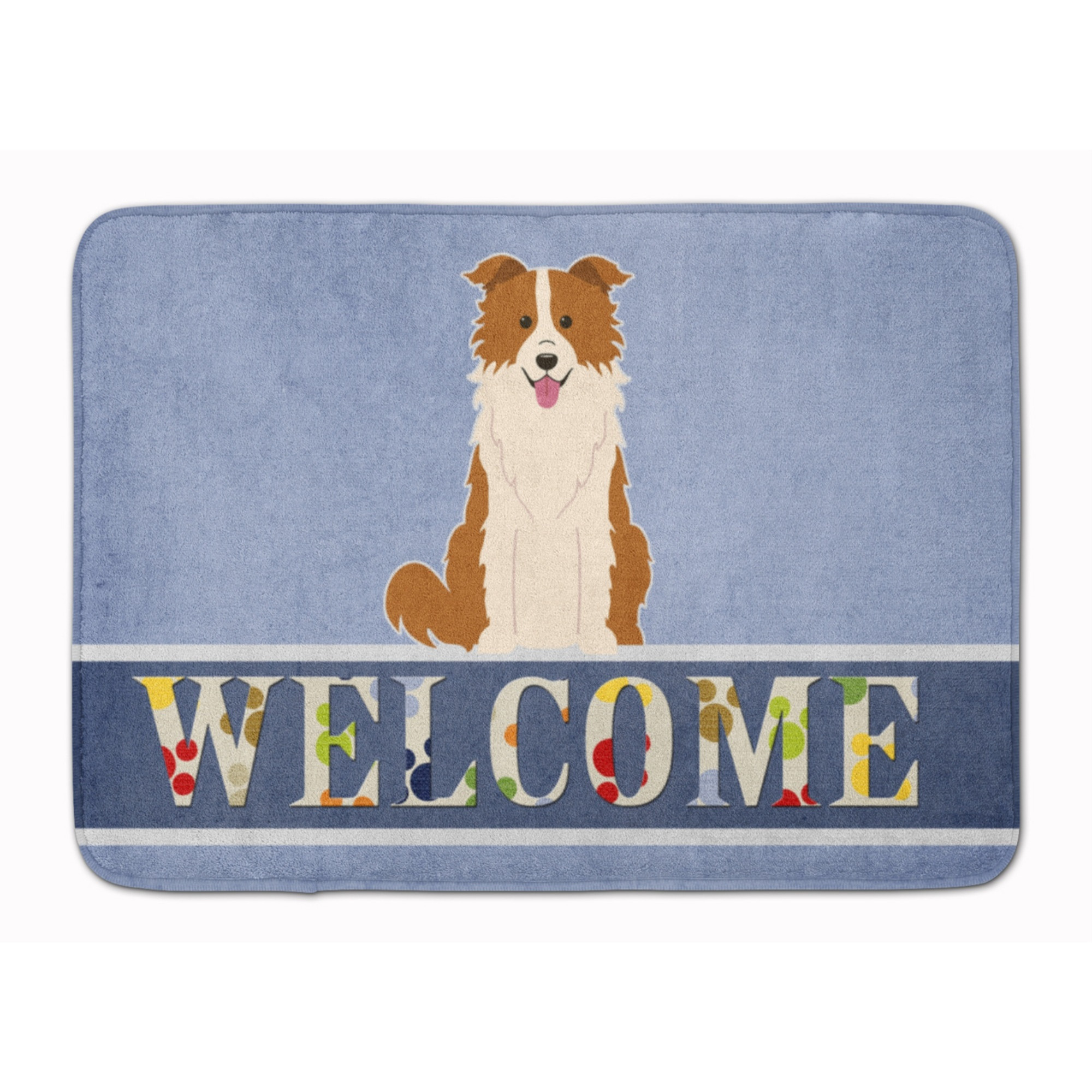 &quotCaroline's Treasures Border Collie Red White Welcome Floor Mat, 19 x 27, Multicolor"