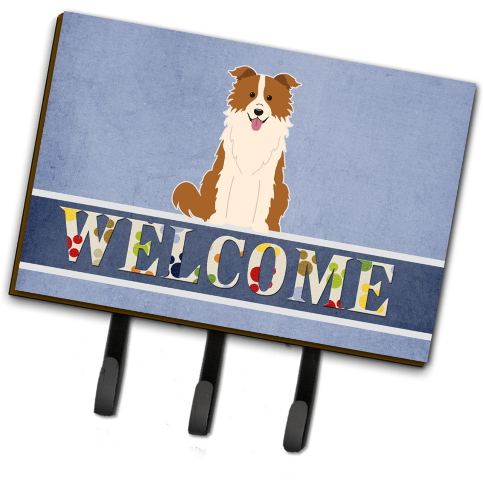 &quotCaroline's Treasures Border Collie Red White Welcome Wall Hook, Triple, Multicolor"