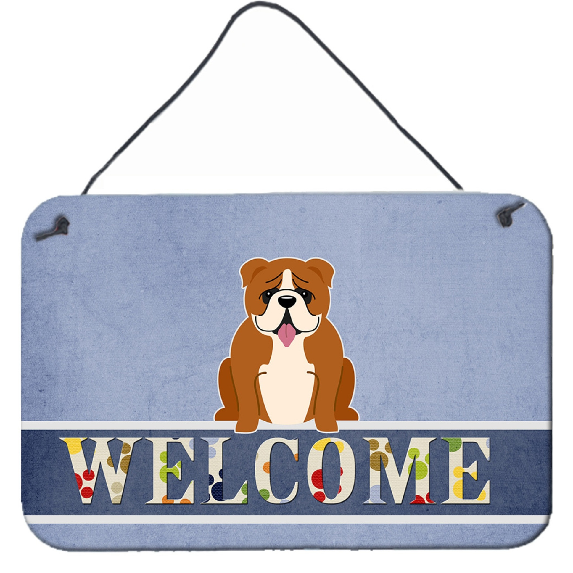 &quotCaroline's Treasures Welcome English Bulldog Red White Metal Print, 8 x 12"