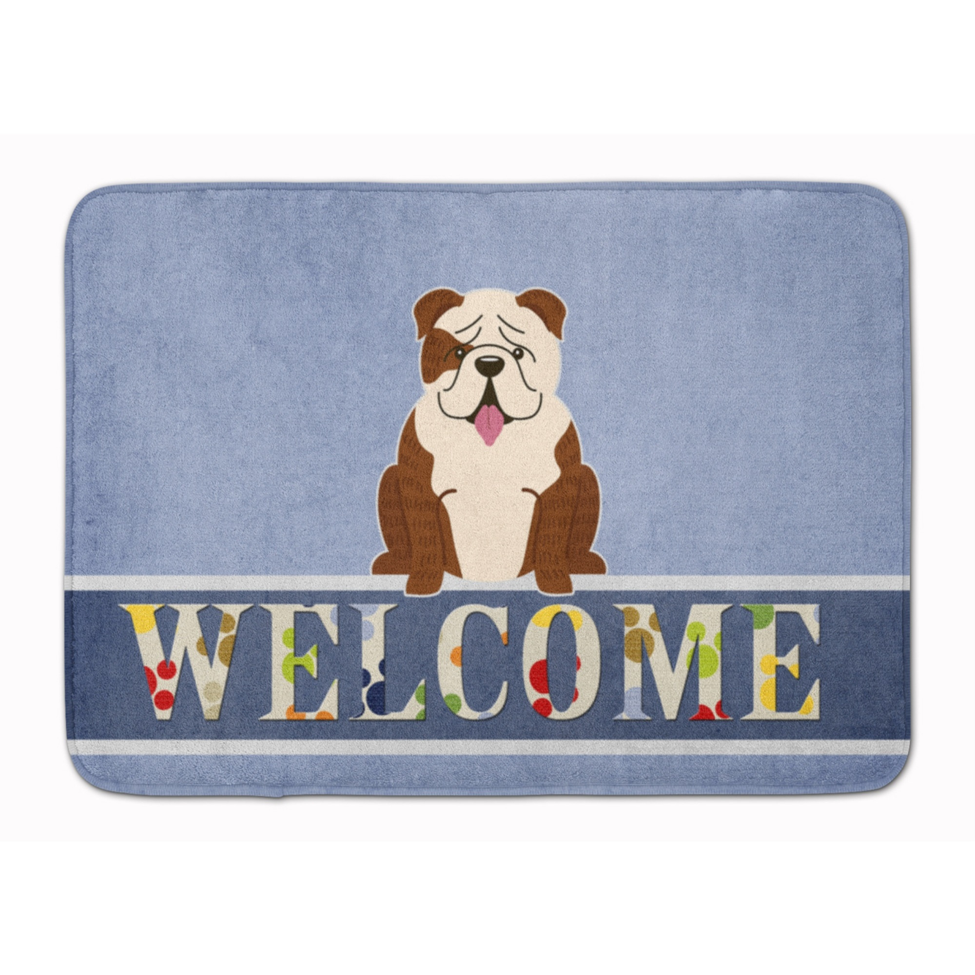 &quotCaroline's Treasures English Bulldog Brindle White Welcome Floor Mat, 19 x 27, Multicolor"