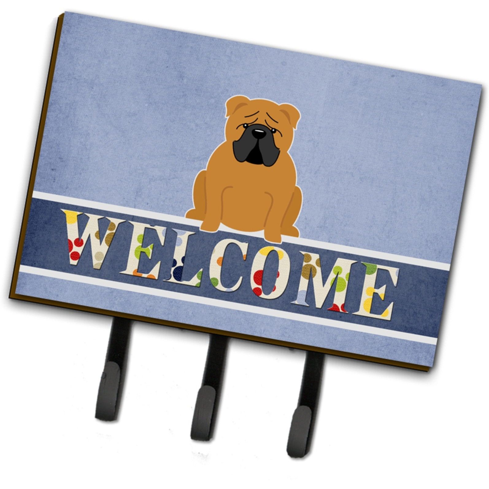 &quotCaroline's Treasures English Bulldog Red Welcome Wall Hook, Triple, Multicolor"