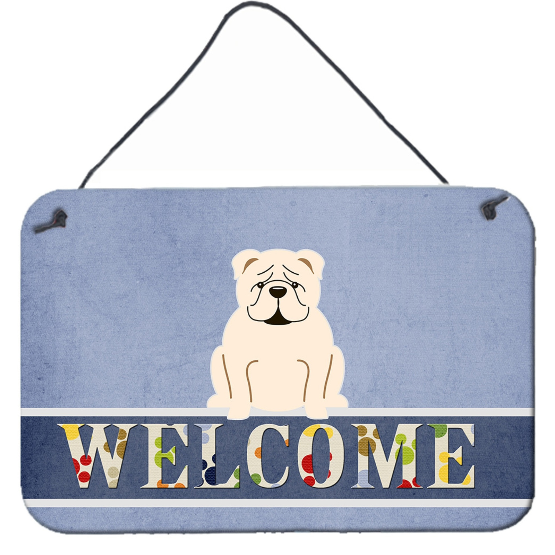 &quotCaroline's Treasures English Bulldog White Welcome Metal Print, 8 x 12"