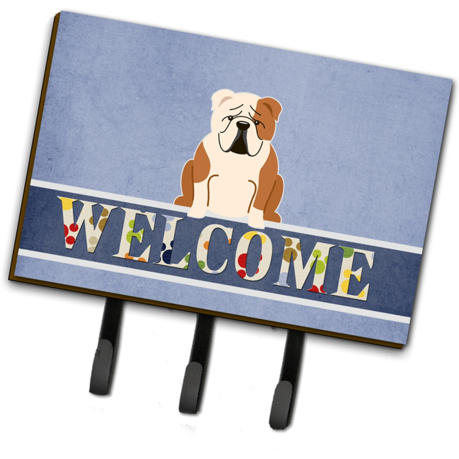 &quotCaroline's Treasures English Bulldog Fawn White Welcome Wall Hook, Triple, Multicolor"