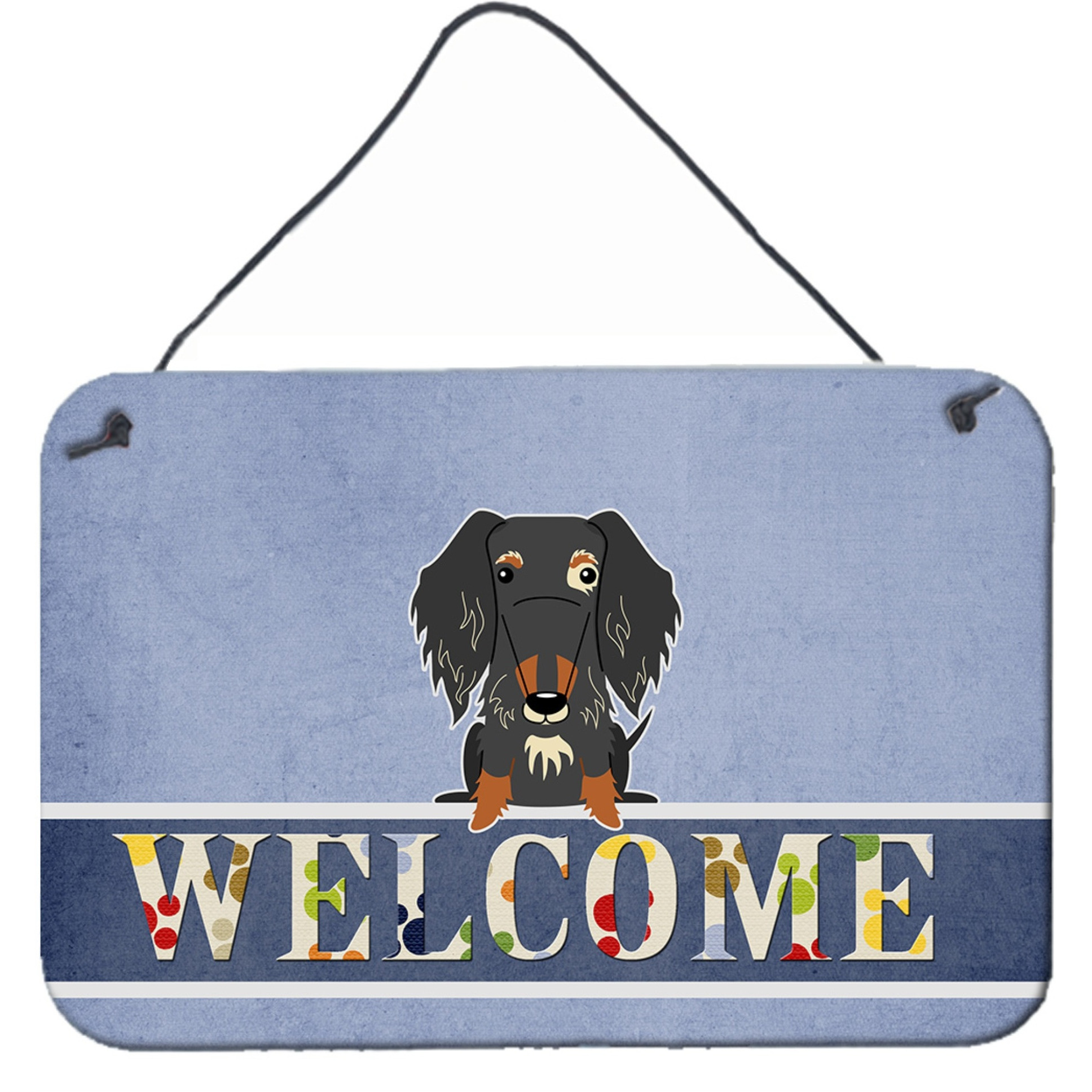 &quotCaroline's Treasures Wire Haired Dachshund Dapple Welcome Metal Print, 8 x 12, Multicolor"