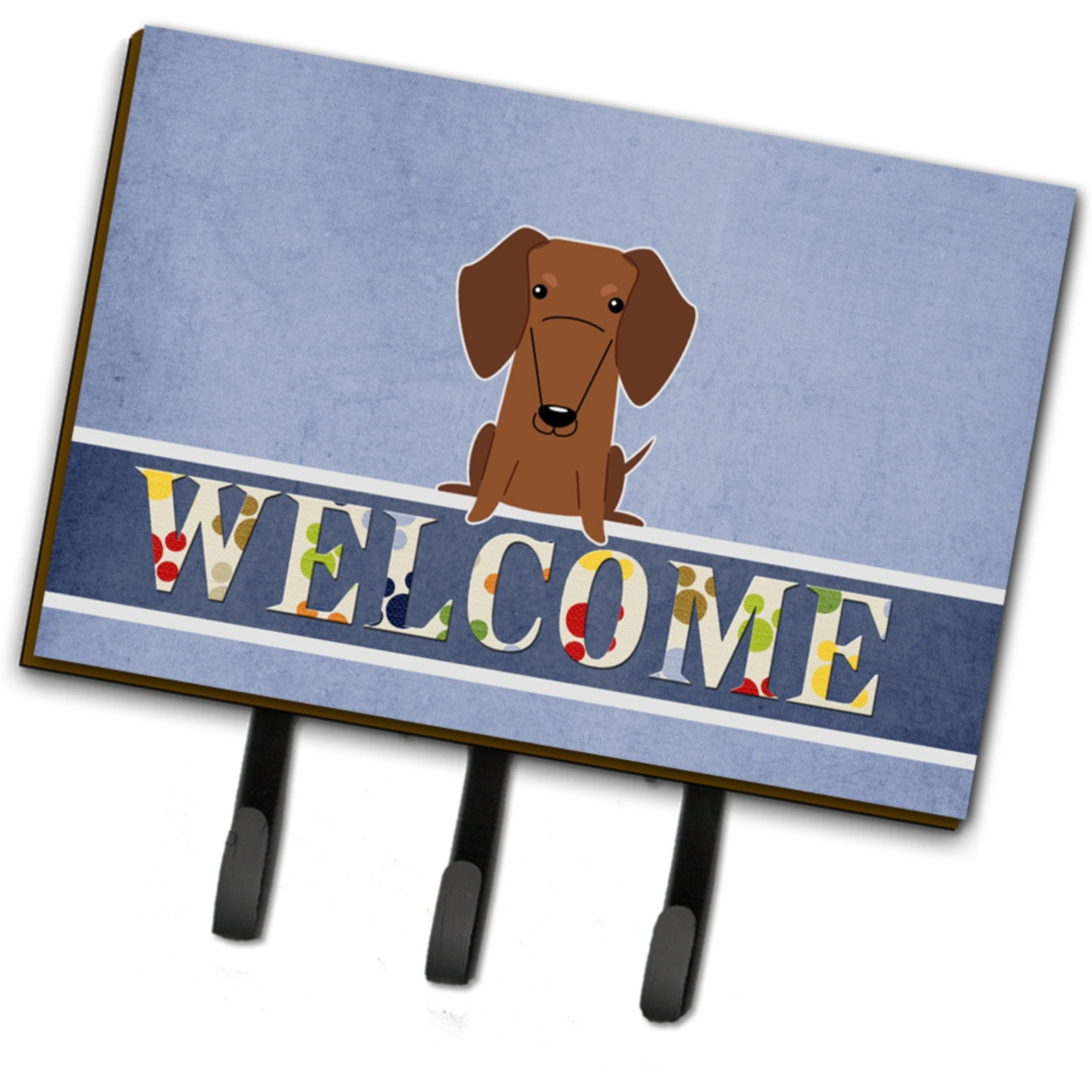 &quotCaroline's Treasures Dachshund Red Brown Welcome Wall Hook, Triple, Multicolor"
