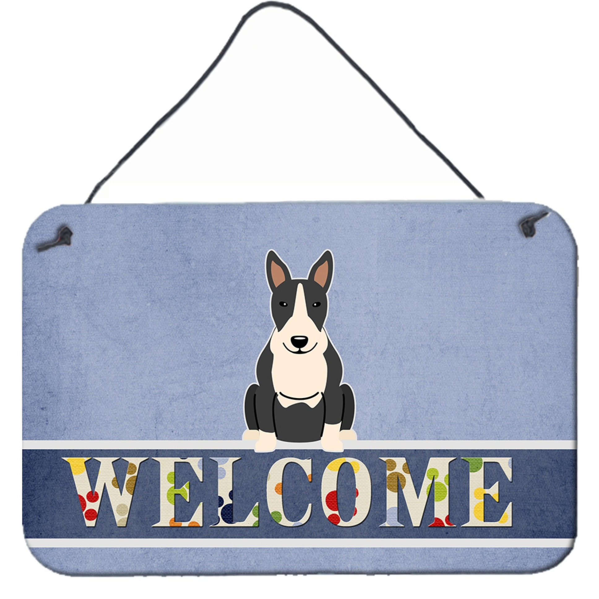 &quotCaroline's Treasures Bull Terrier Black White Welcome Metal Print, 8 x 12"